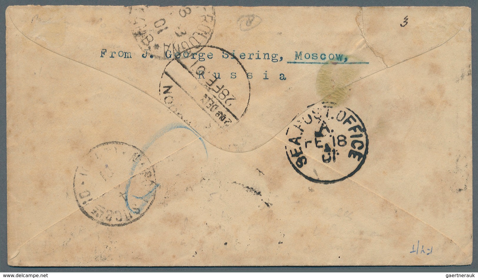 Russland - Ganzsachen: 1901. Russian Registered Postal Stationery Envelope (soiled, Minor Spots) 5k - Entiers Postaux