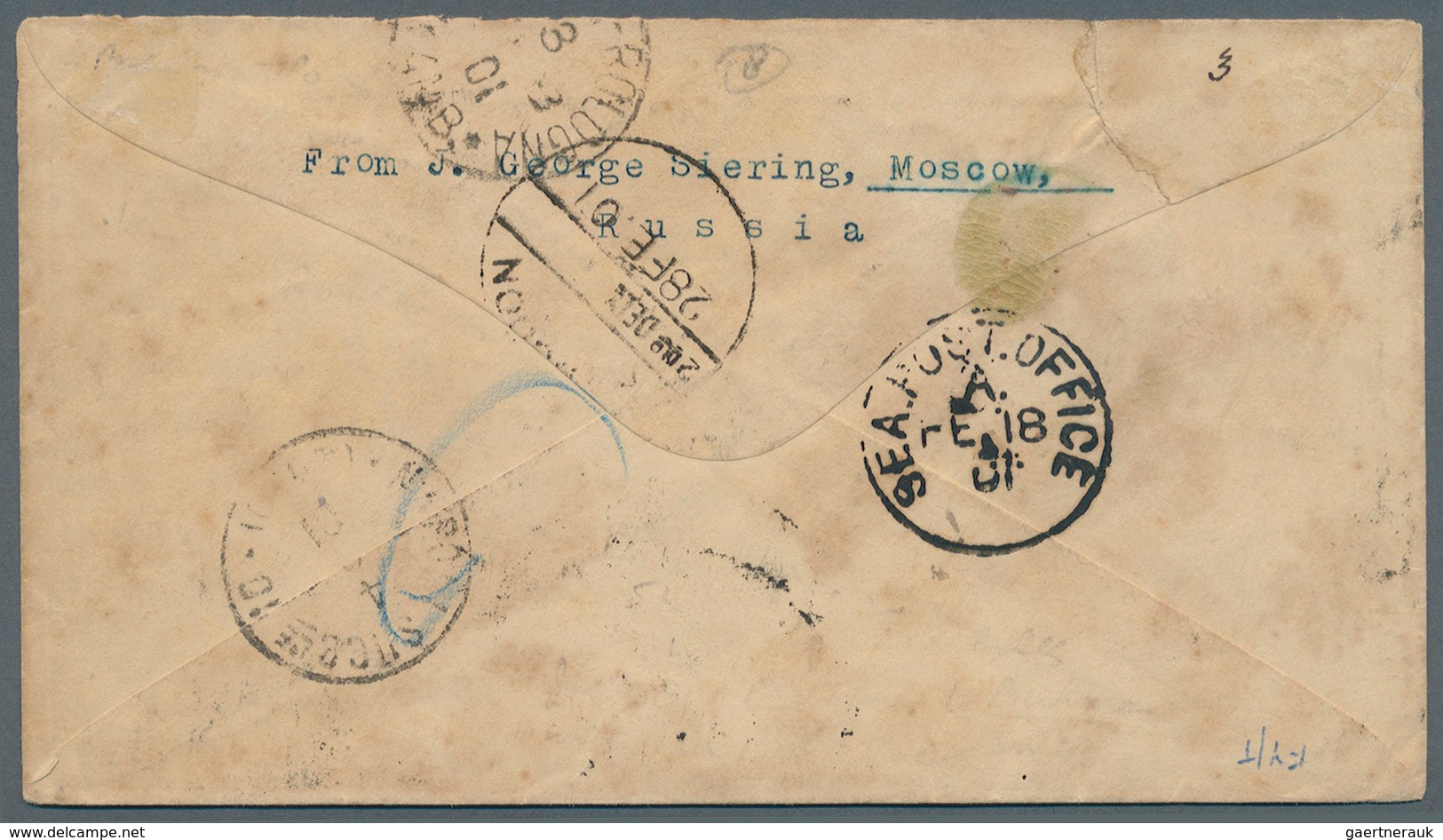 Russland - Ganzsachen: 1901. Russian Registered Postal Stationery Envelope (soiled, Minor Spots) 5k - Ganzsachen