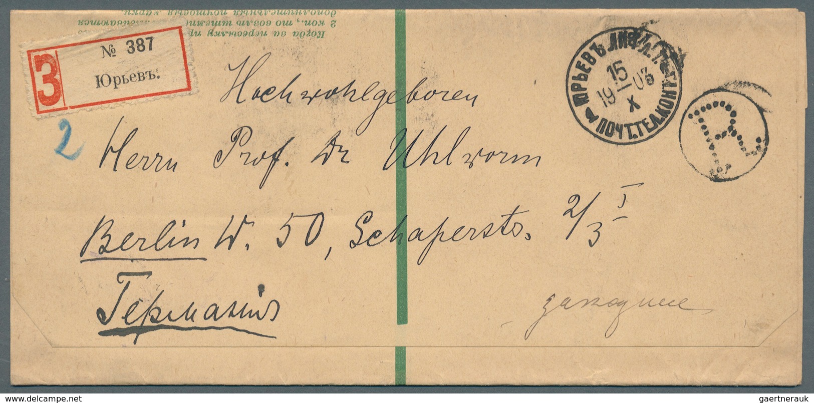 Russland - Ganzsachen: 1903/09, 4 Ganzsachen-Streifbänder 2 K. Grün, Davon 3 Mit Interessanten Zusat - Stamped Stationery