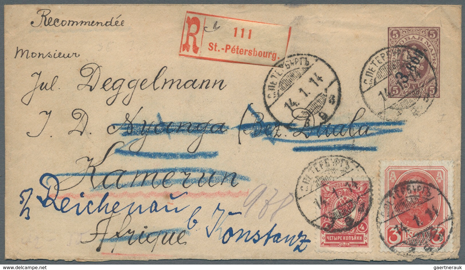 Russland - Ganzsachen: 1914, Envelope 3 K./5 K. Uprated Romanov 3 K., 1 K. And Definitives 3 K., 2 K - Ganzsachen