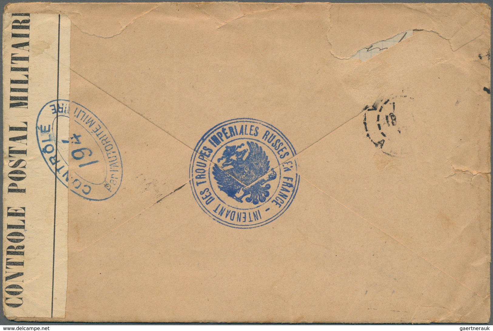 Russland - Militärpost / Feldpost: 1917. Roughly Opened Stampless Envelope Endorsed 'Correspondence - Autres & Non Classés