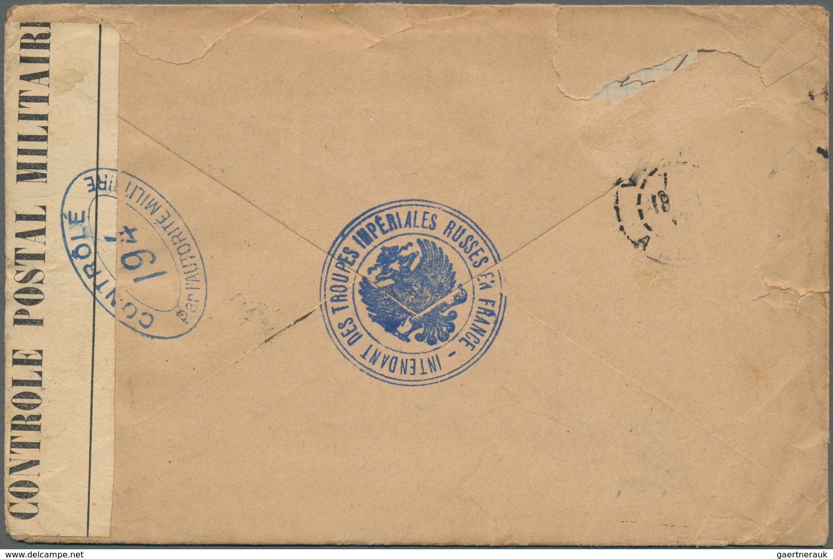 Russland - Militärpost / Feldpost: 1917. Roughly Opened Stampless Envelope Endorsed 'Correspondence - Other & Unclassified