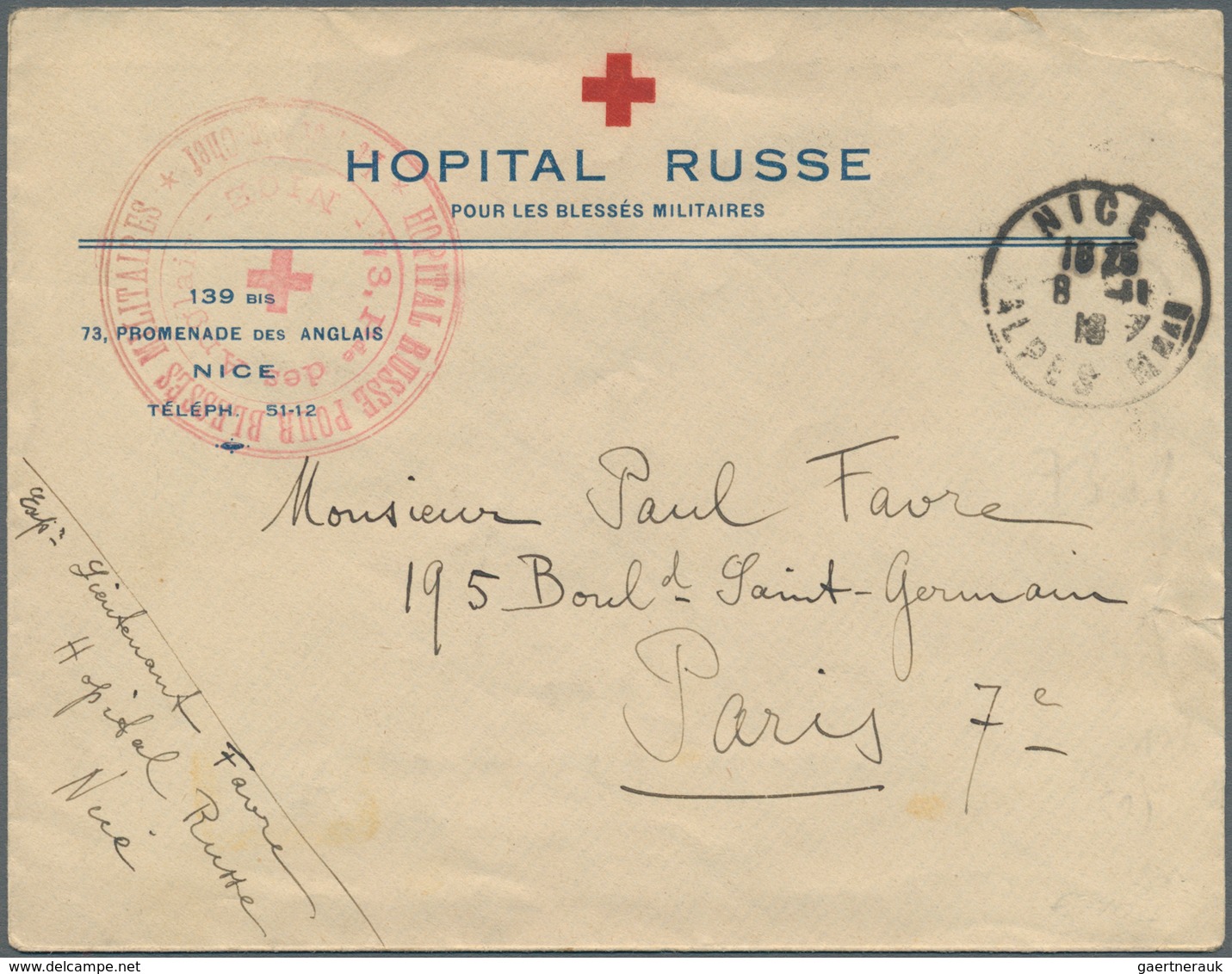 Russland - Militärpost / Feldpost: 1918. Red Cross Envelope Headed 'Hopital Russe/Pour Les Blesses M - Autres & Non Classés