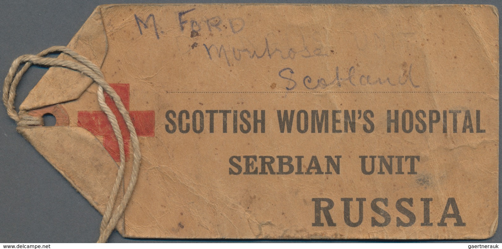 Russland - Besonderheiten: 1916 (ca). Parcel Tag From The 'Red Cross / Scottish Woman's Hospital Ser - Autres & Non Classés