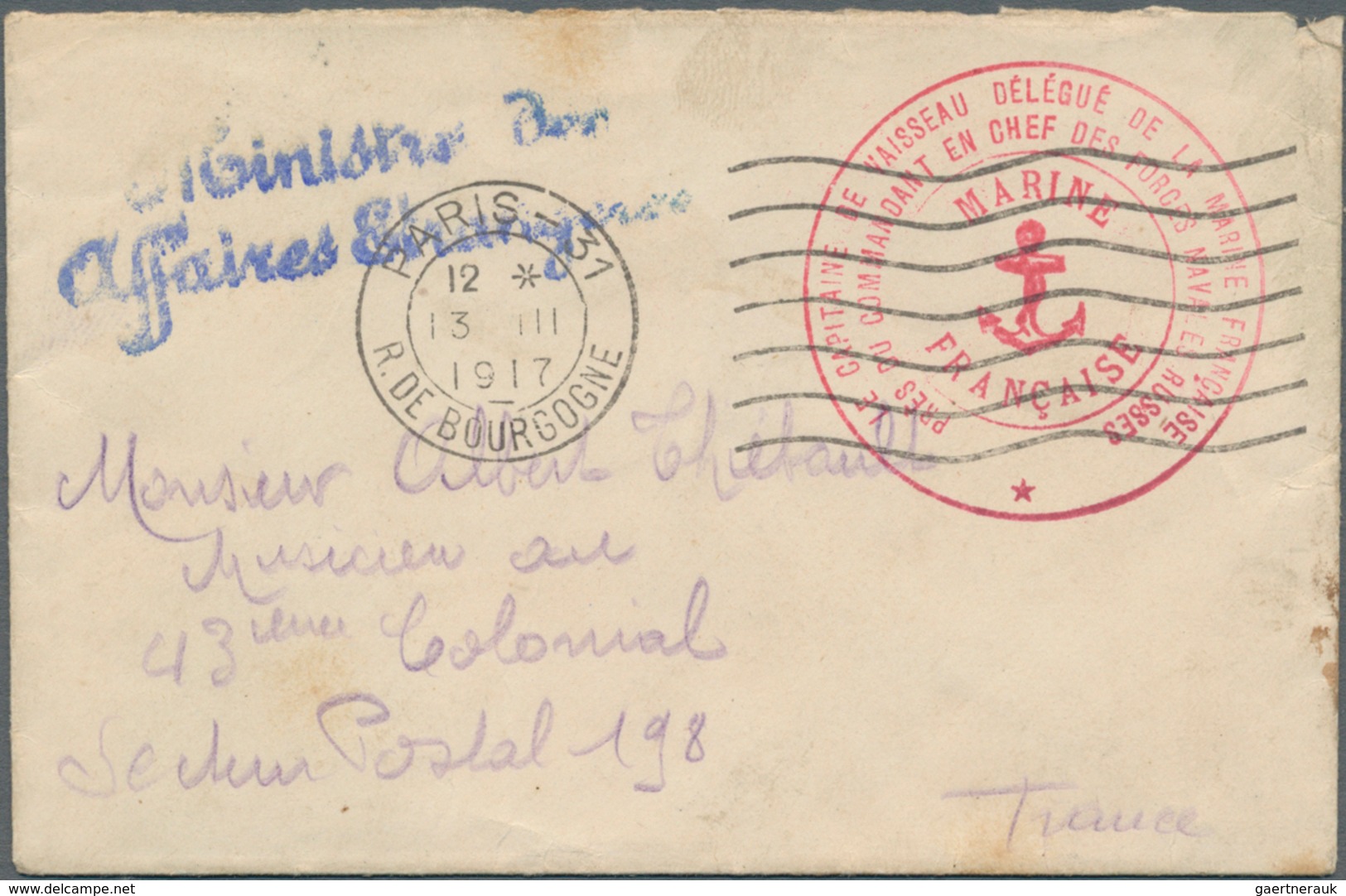 Russland - Besonderheiten: 1917. Stampless Envelope,flap Missing,  From The 'Ministre Des Affaires E - Other & Unclassified