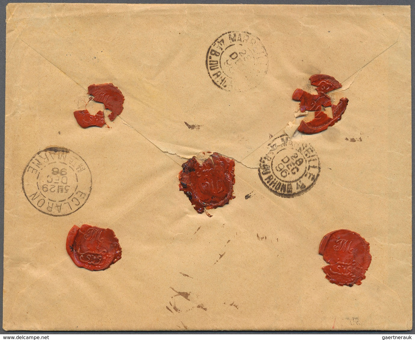 Samos: 1896. Registered Envelope Addressed To France Bearing Vathy Yvert 5, 10c Black/lilac, Yvert 6 - Emissions Locales