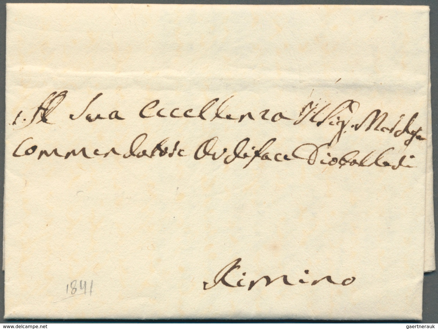 San Marino - Vorphilatelie: 1841, Folded Letter With Full Content, Written In SAN MARINO Sent To Rim - ...-1877 Prephilately