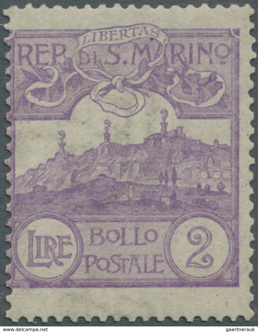 San Marino: 1903, 2 L. Violet, Mint Tiny Hinge Remain, Expertised Raybaudi, Sassone Catalogue Value - Neufs