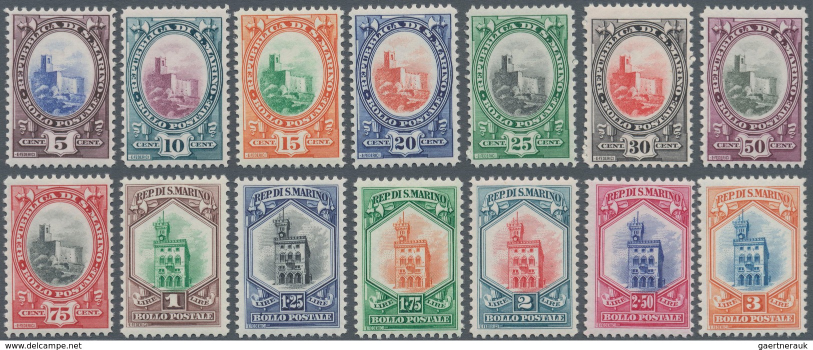 San Marino: 1929, National Symbols 5 C. - 20 L. Complet, Unused, Fine - Unused Stamps