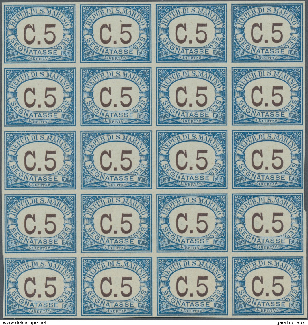 San Marino - Portomarken: 1925, 5c. Blue/brown, Imperforate Proof On Unwatermarked Ungummed Paper, B - Postage Due