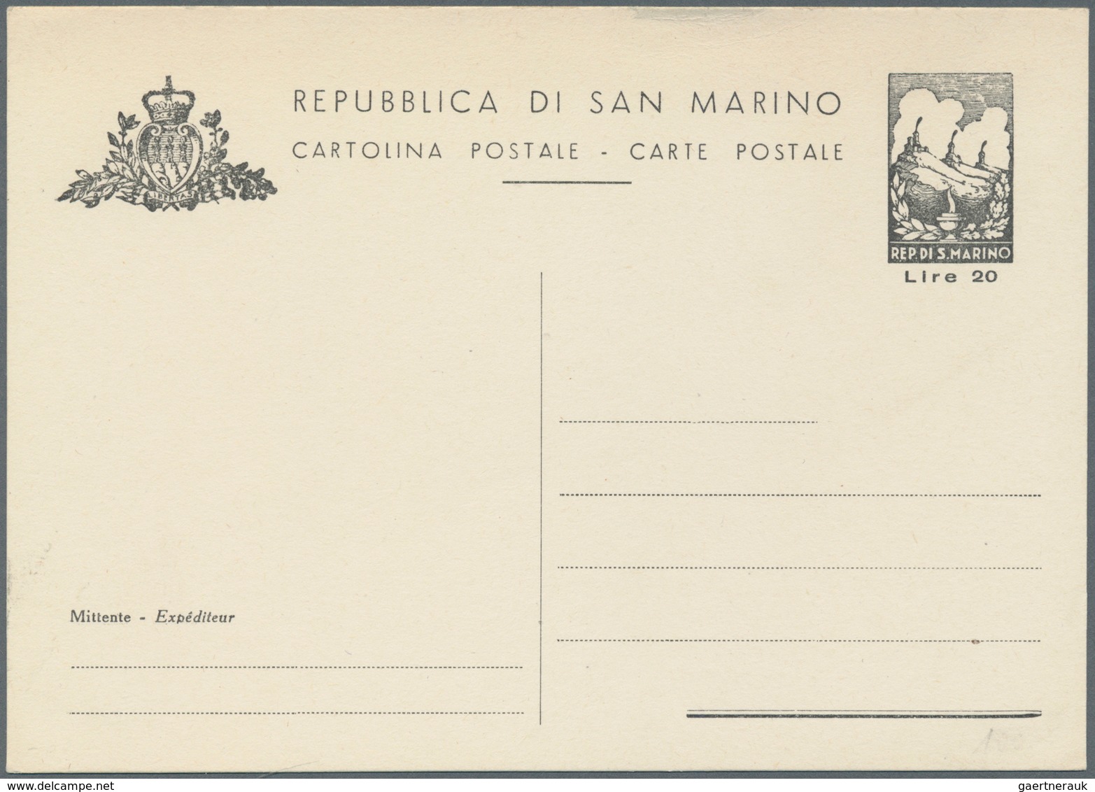 San Marino - Ganzsachen: 1949, 2 Ganzsachenkarten 15 Lire Und 20 Lire "Die 3 Vulkane" Je Ungebraucht - Postal Stationery