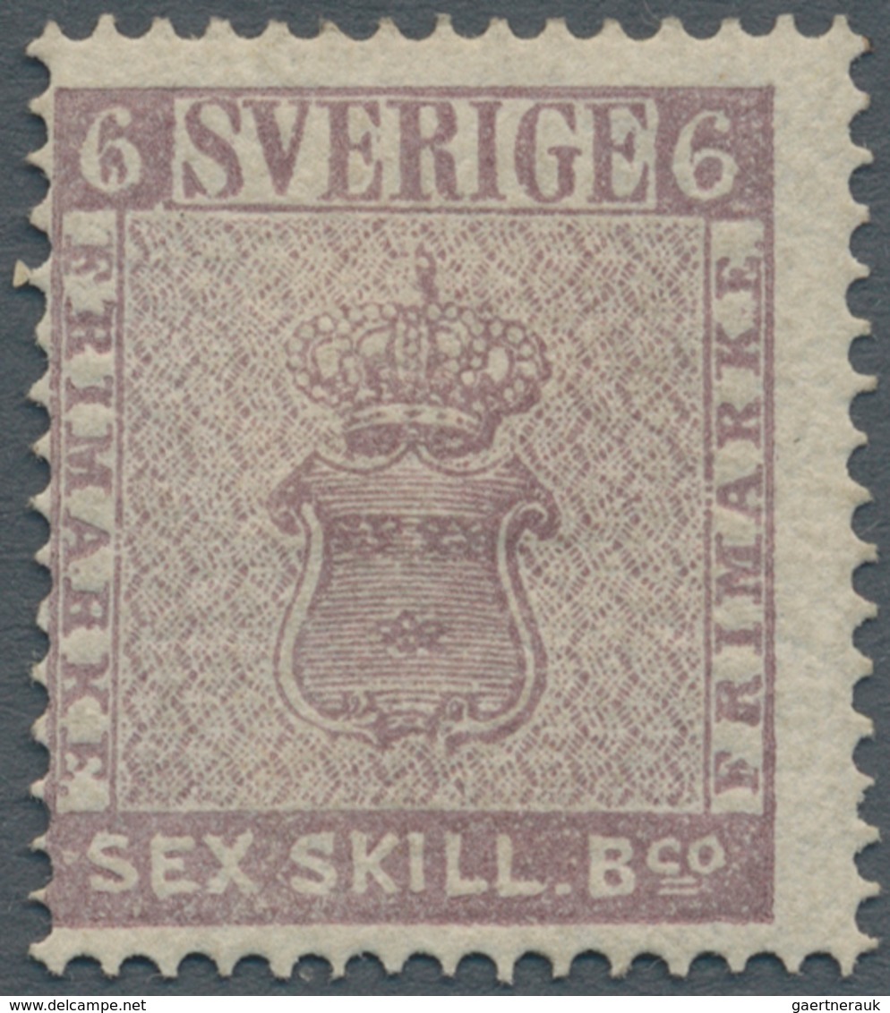 Schweden: 1868, 6 Skilling, Reprint, Fresh Colour, Well Perforated, Mint Original Gum With Hinge Rem - Unused Stamps