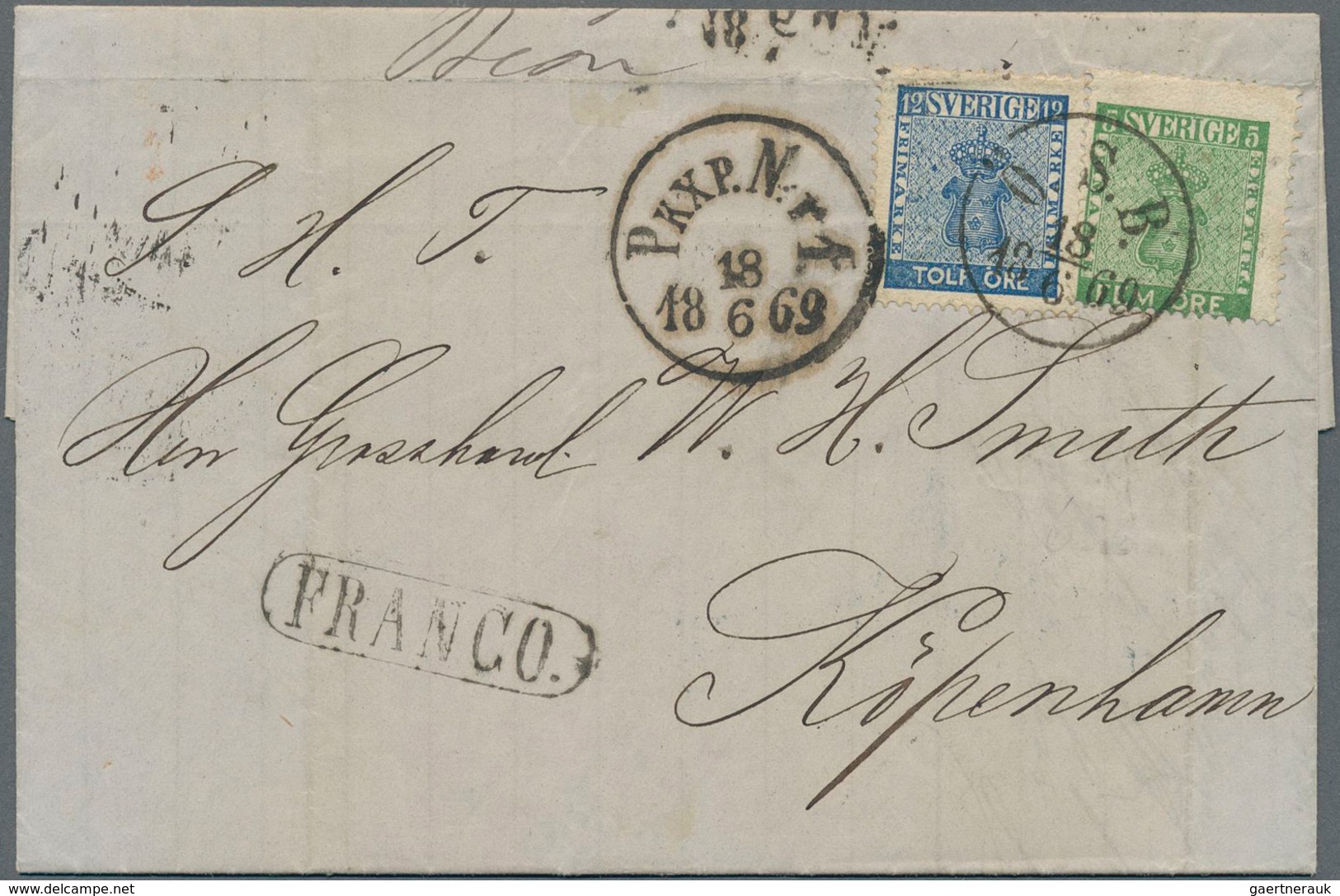 Schweden: 1869 Entire Letter From Norrköping To Copenhagen, Denmark Franked By 'Coat Of Arms' 5øre G - Unused Stamps