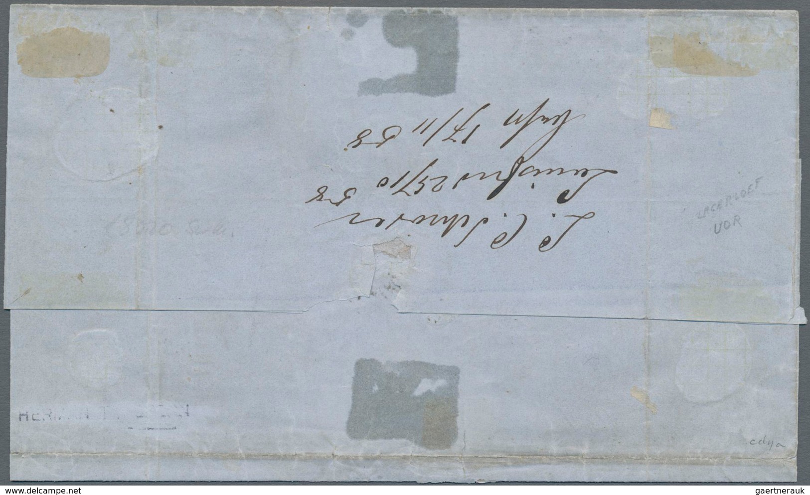 Schweden: 1858 Folded Cover From Helsingborg To Copenhagen, Denmark Franked By Two Singles Of 9 øre - Unused Stamps