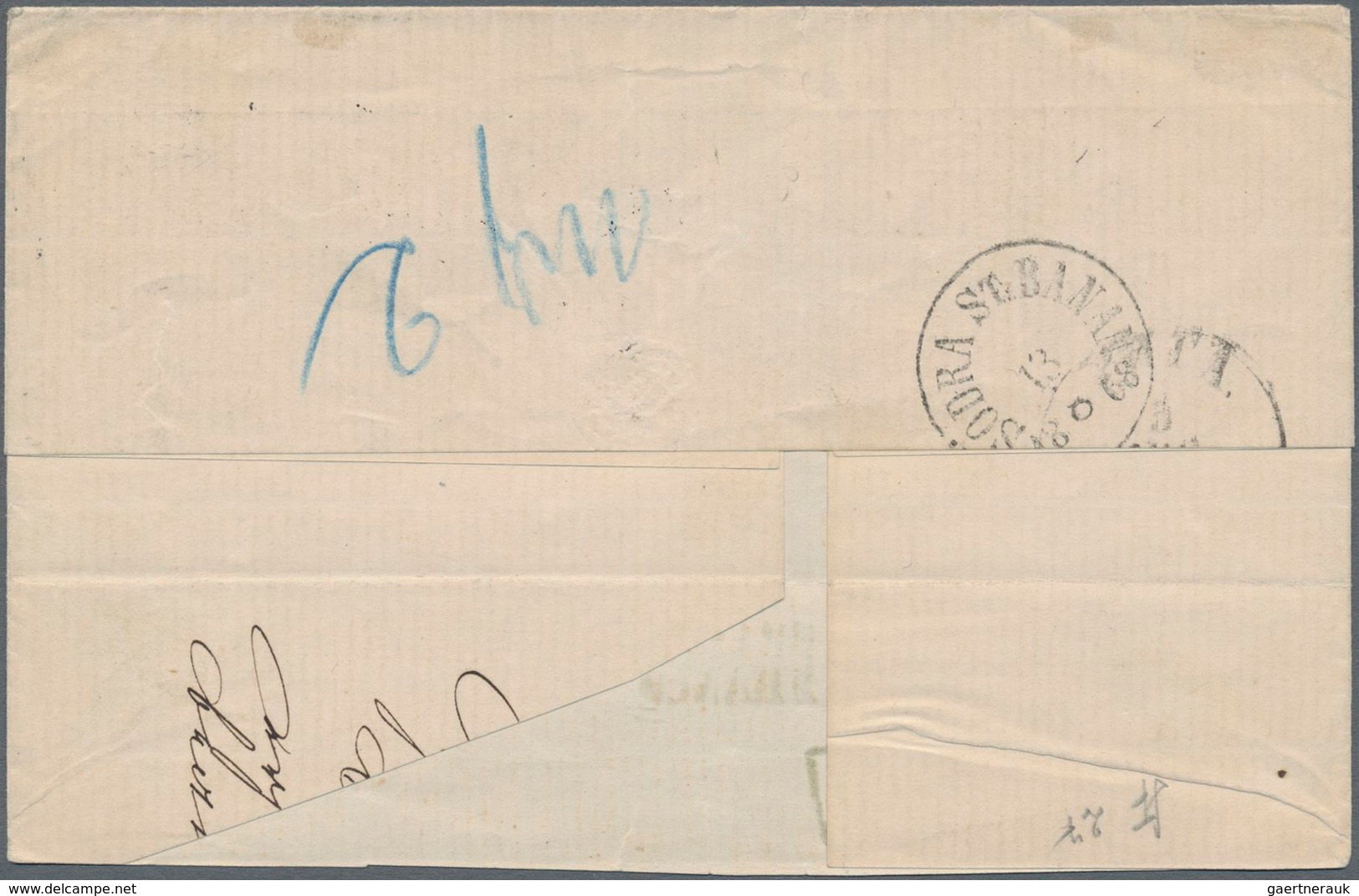 Schweden: 1868 Destination LATVIA: Folded Cover From Carlskrona To Riga, Russia 'via Prussia' (endor - Neufs