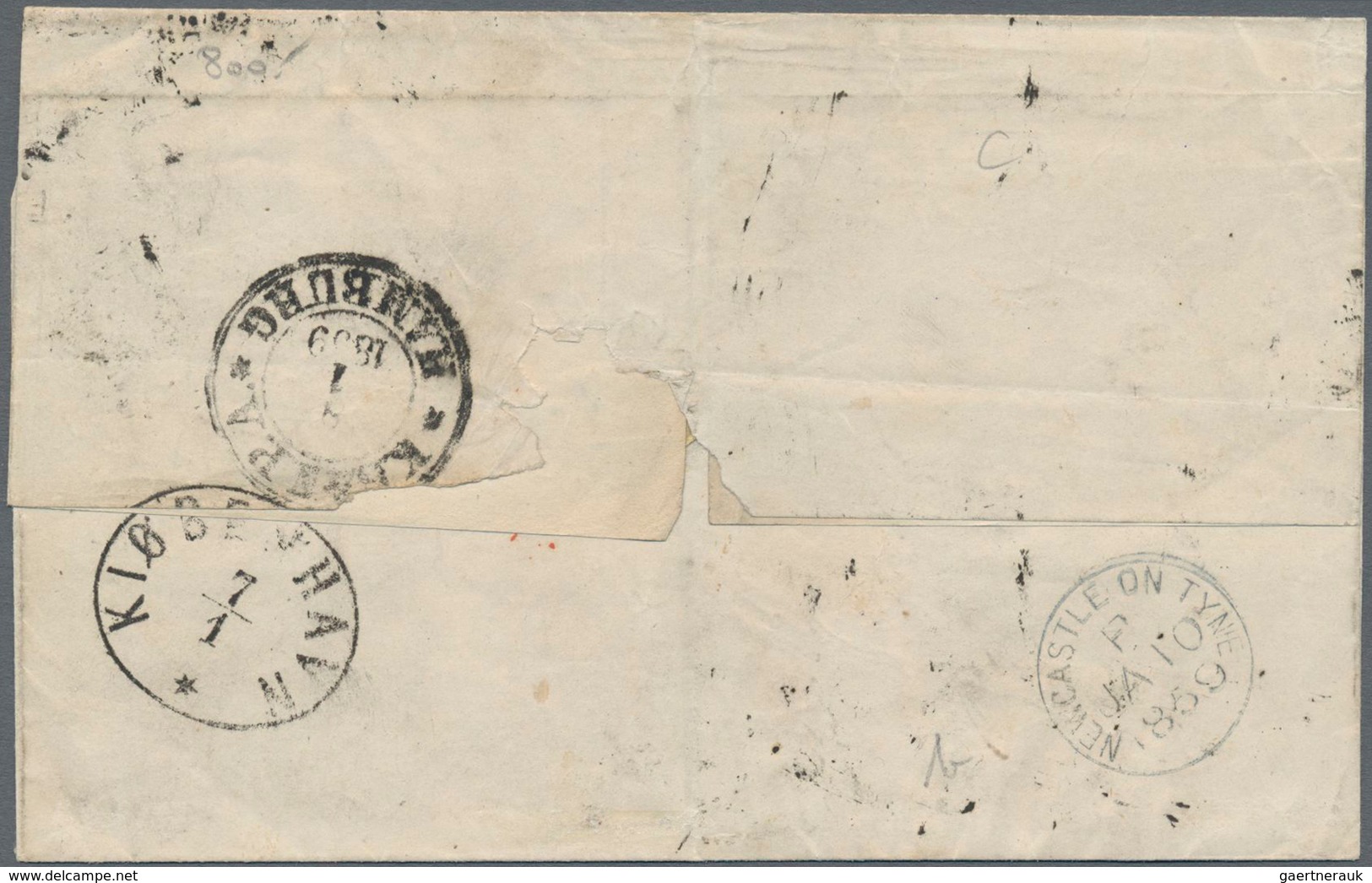 Schweden: 1859 Folded Cover From Stockholm To Newcastle-on-Tyne, England Via Copenhagen, Hamburg, Os - Unused Stamps