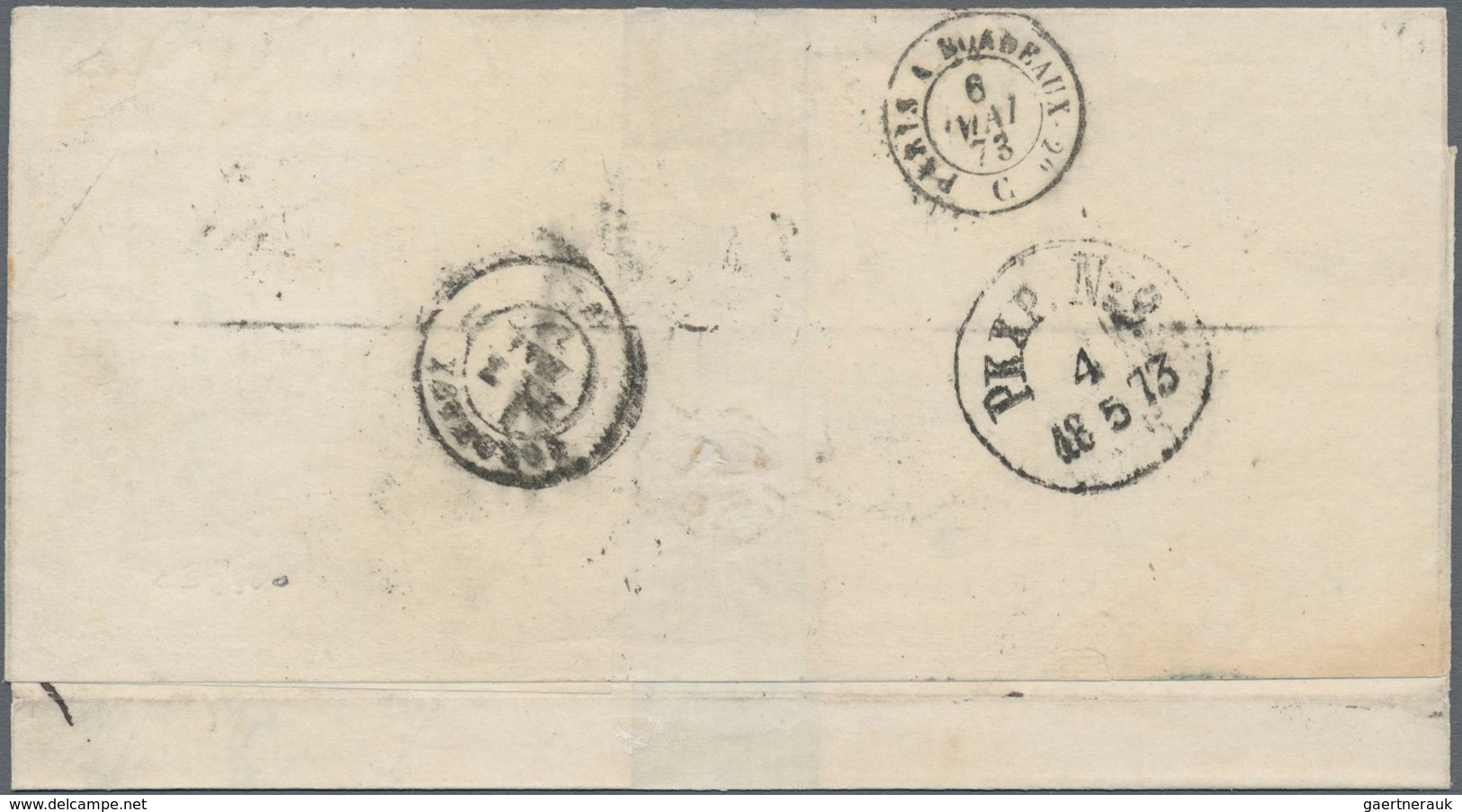 Schweden: 1873 Folded Cover From Stockholm To Bordeaux, FRANCE Franked By 1872 3øre Brown Pair And T - Neufs