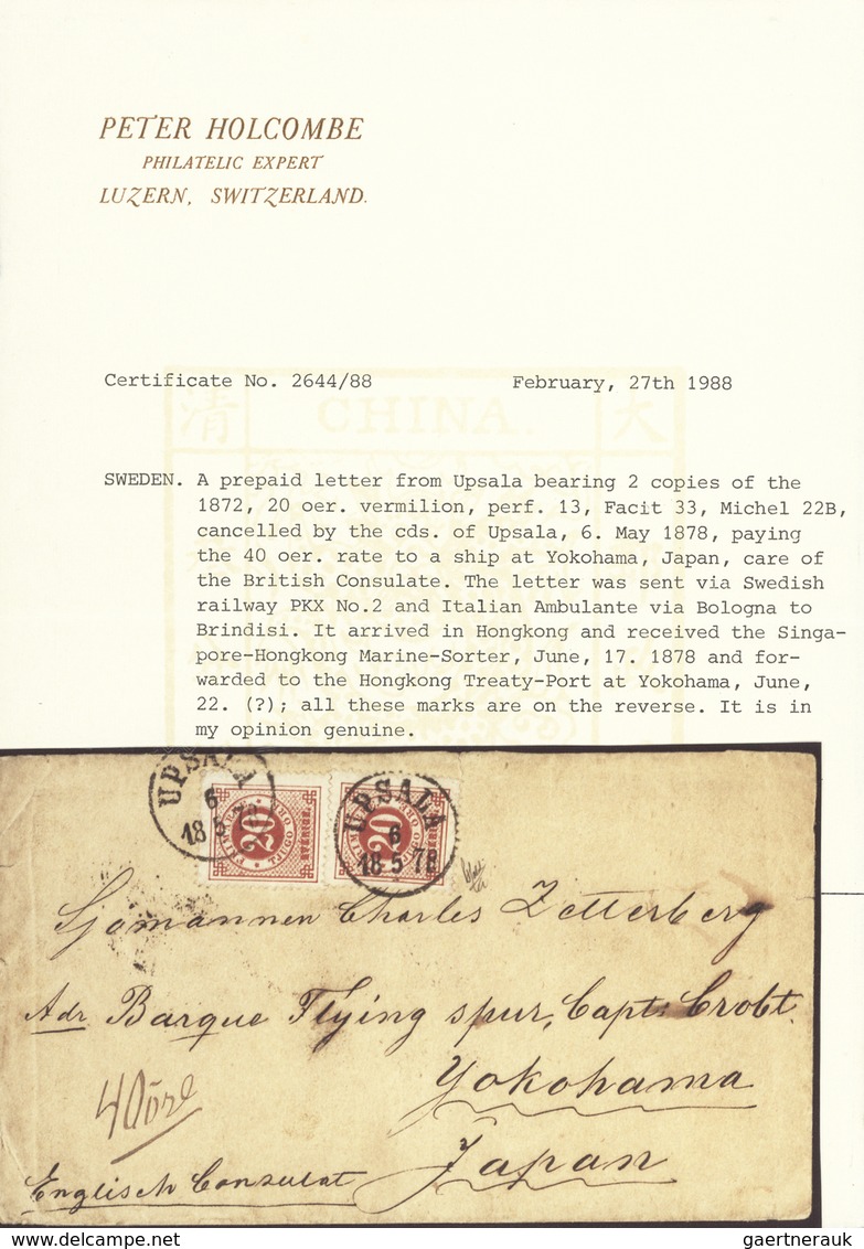 Schweden: 1878 Destination JAPAN: Cover From Upsala To YOKOHAMA Via Hamburg-Frankfurt-München-Verona - Unused Stamps