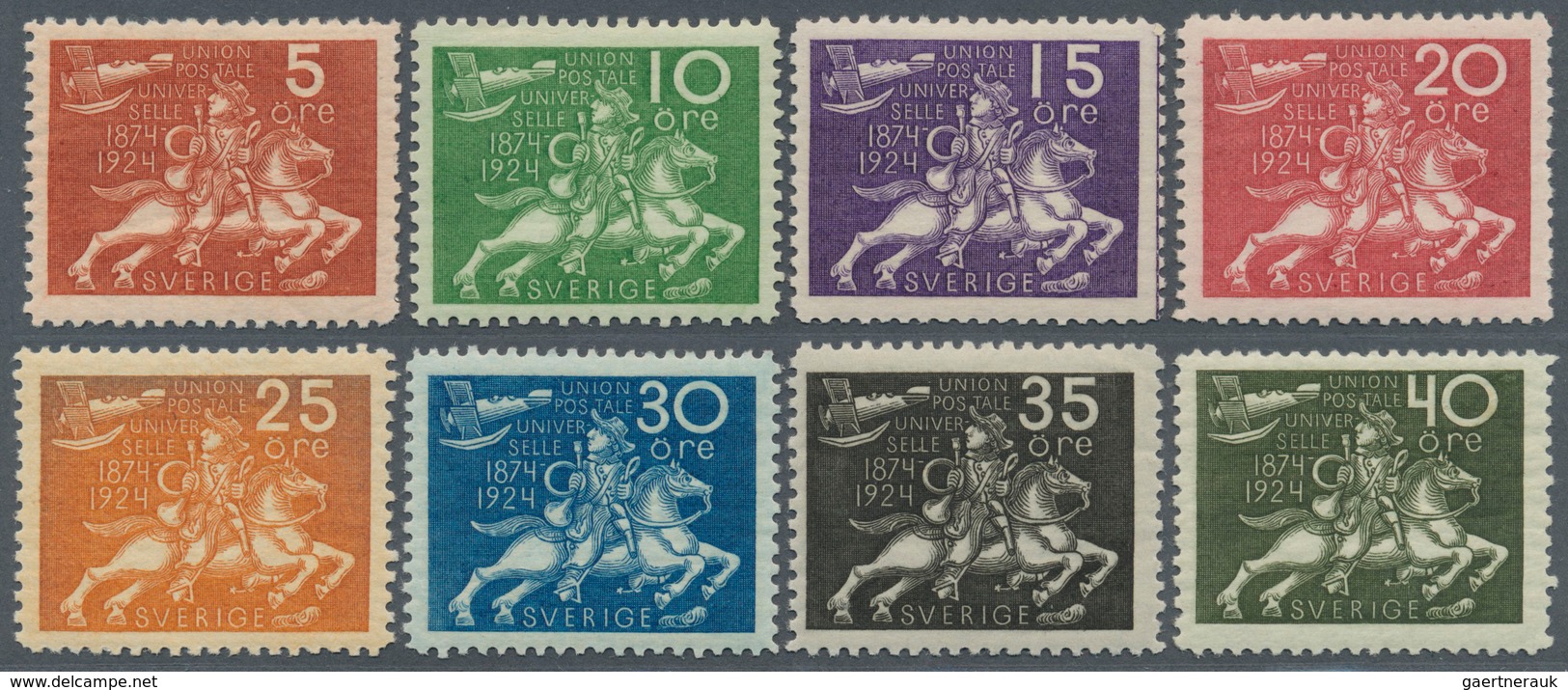 Schweden: 1924, 5 ö. - 5 Kr. 50 Years UPU, Complete, Unused, 25 C. Slight Oxidized, Otherwise Fine - Unused Stamps