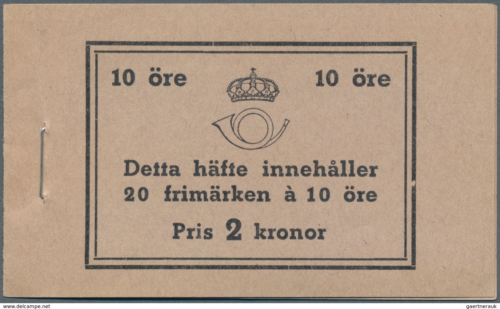 Schweden: 1939, Complete Booklet 2 Kr - 20 X 10 Purple Gustav V Ore, Imperforated On The Left. Rare. - Unused Stamps