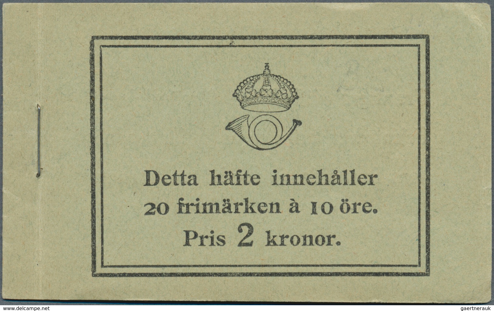 Schweden - Markenheftchen: 1922, Standing Lion, Complete Stamp Booklet ‚Pris 2 Kronor.‘ Bearing 20 S - 1951-80