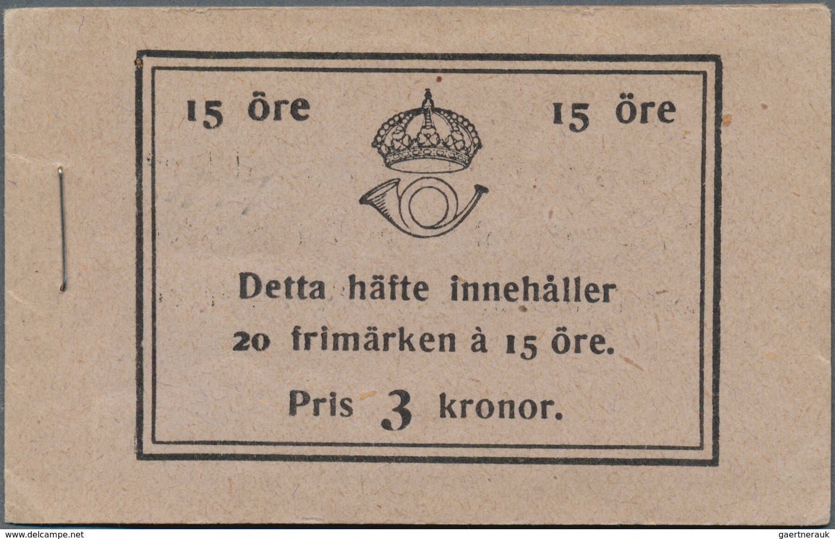 Schweden - Markenheftchen: 1924, Gustaf V Left Profile, Complete Stamp Booklet ‚Pris 3 Kronor.‘ Bear - 1951-80