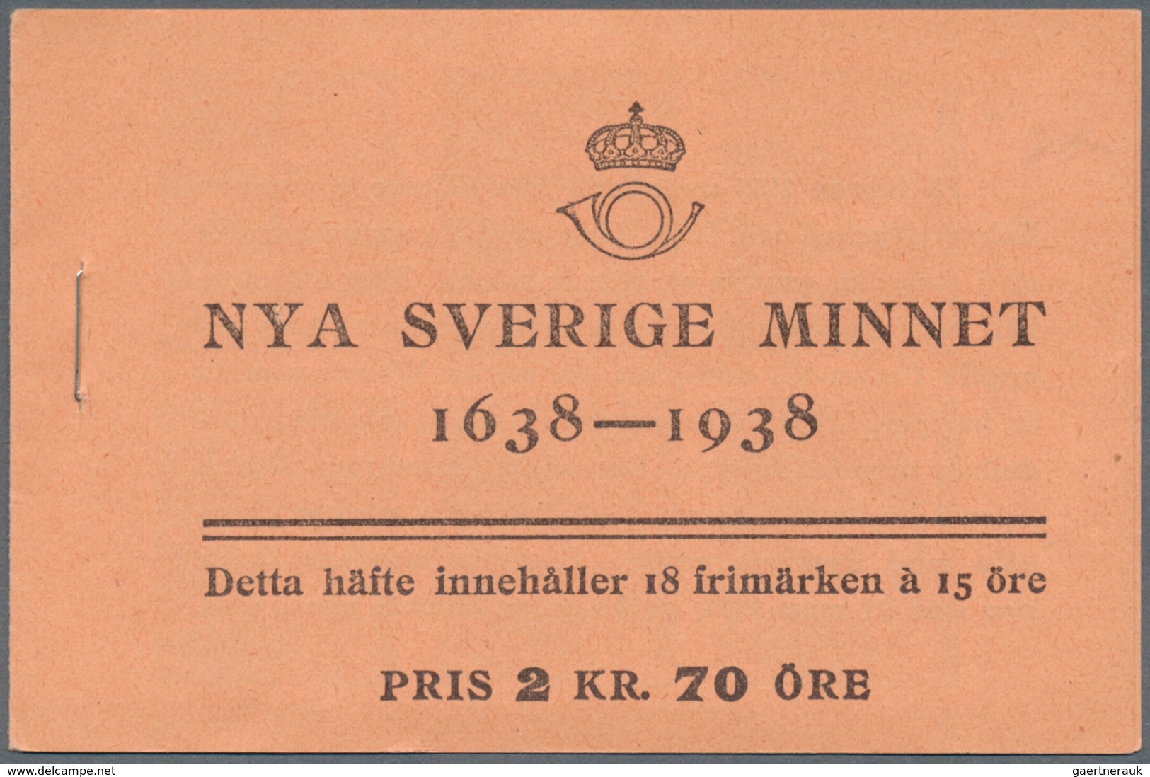 Schweden - Markenheftchen: 1938, 'New Sweden' (Delaware), Three Complete Stamp Booklets ‚PRIS 2 KR. - 1951-80