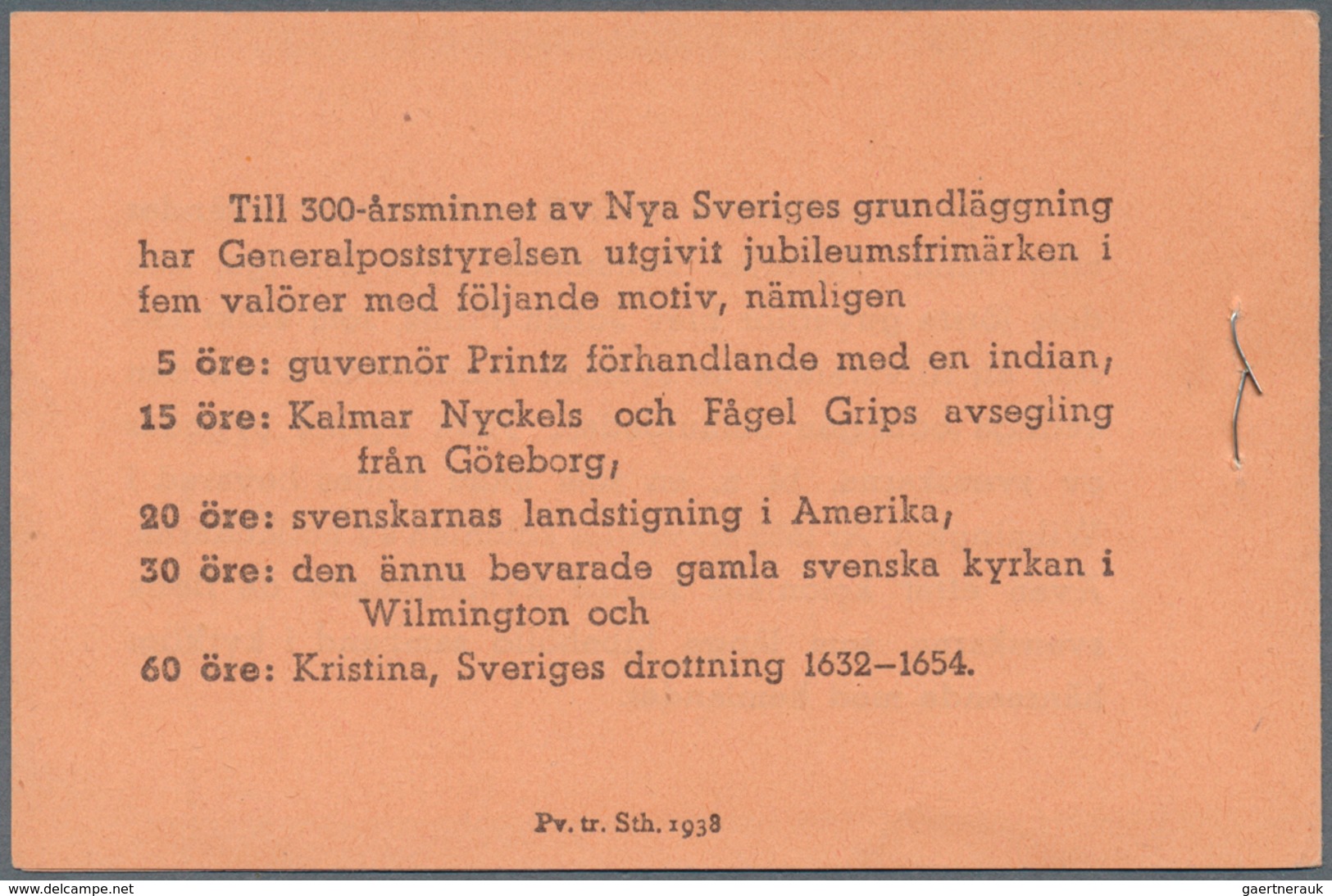 Schweden - Markenheftchen: 1938, 'New Sweden' (Delaware), Three Complete Stamp Booklets ‚PRIS 2 KR. - 1951-80