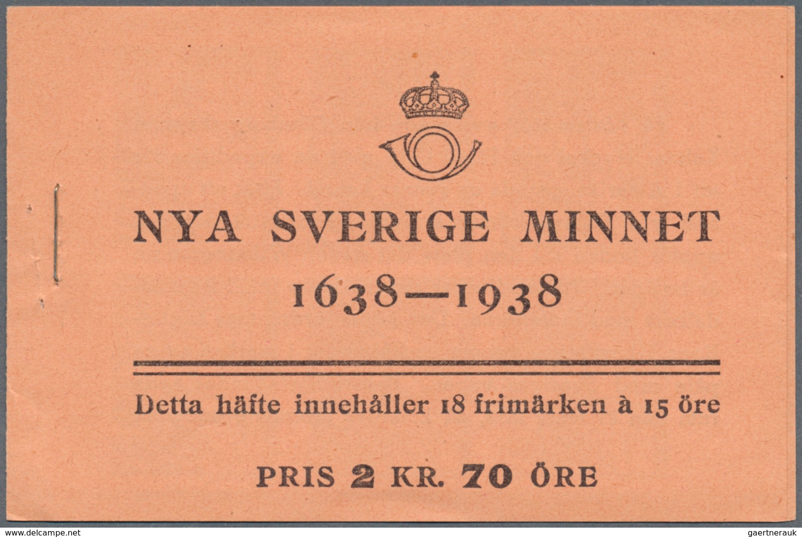 Schweden - Markenheftchen: 1938, 'New Sweden' (Delaware), Three Complete Stamp Booklets ‚PRIS 2 KR. - 1951-80