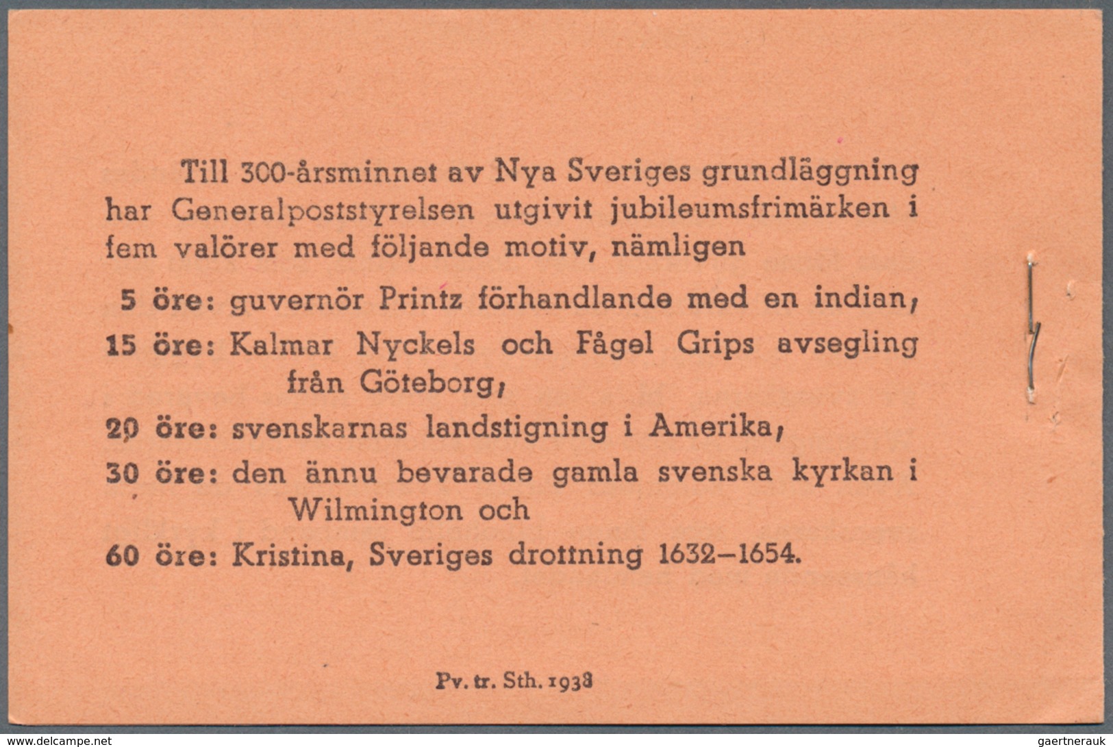 Schweden - Markenheftchen: 1938, 'New Sweden' (Delaware), Three Complete Stamp Booklets ‚PRIS 2 KR. - 1951-80
