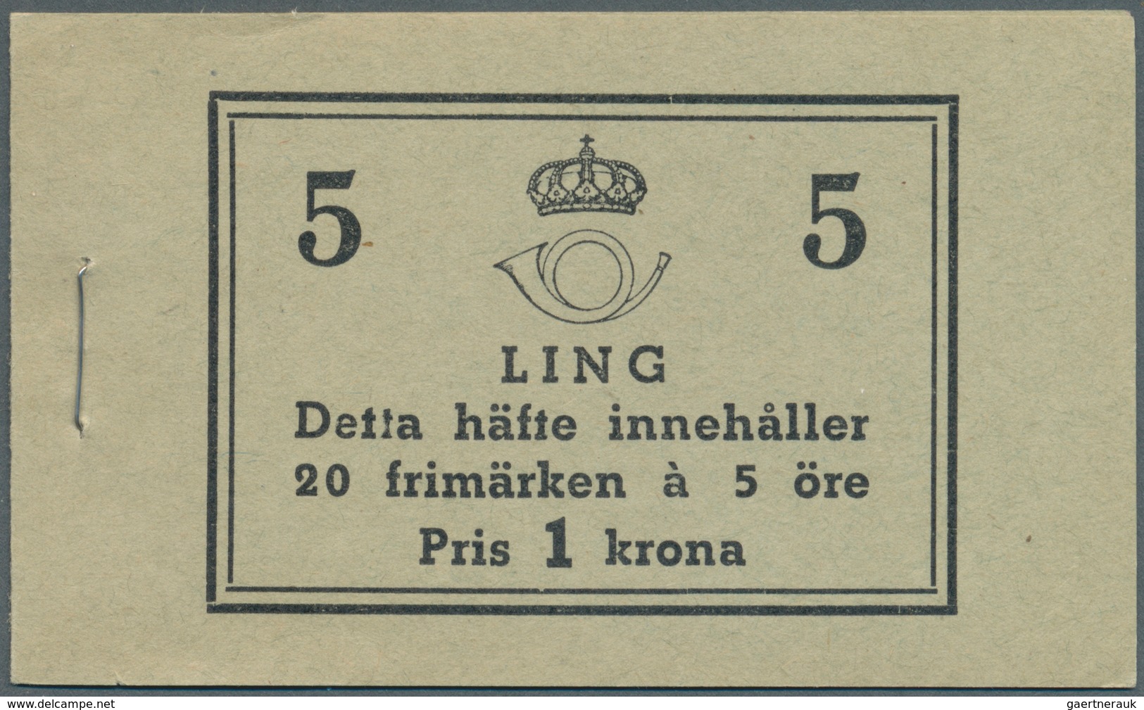 Schweden - Markenheftchen: 1939, Per Henrik Ling, Complete Stamp Booklet ‚Pris 1 Krona‘ Bearing 20 S - 1951-80