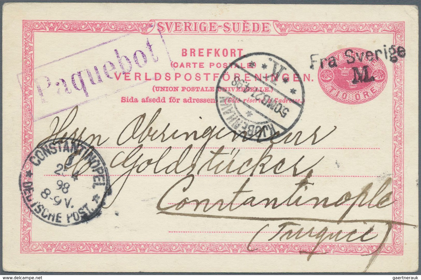 Schweden - Ganzsachen: 1889, GA-Karte 10 Ö Dunkelrosa Bedarfsverwendet Von Malmö (datiert 21.4.98) M - Postal Stationery