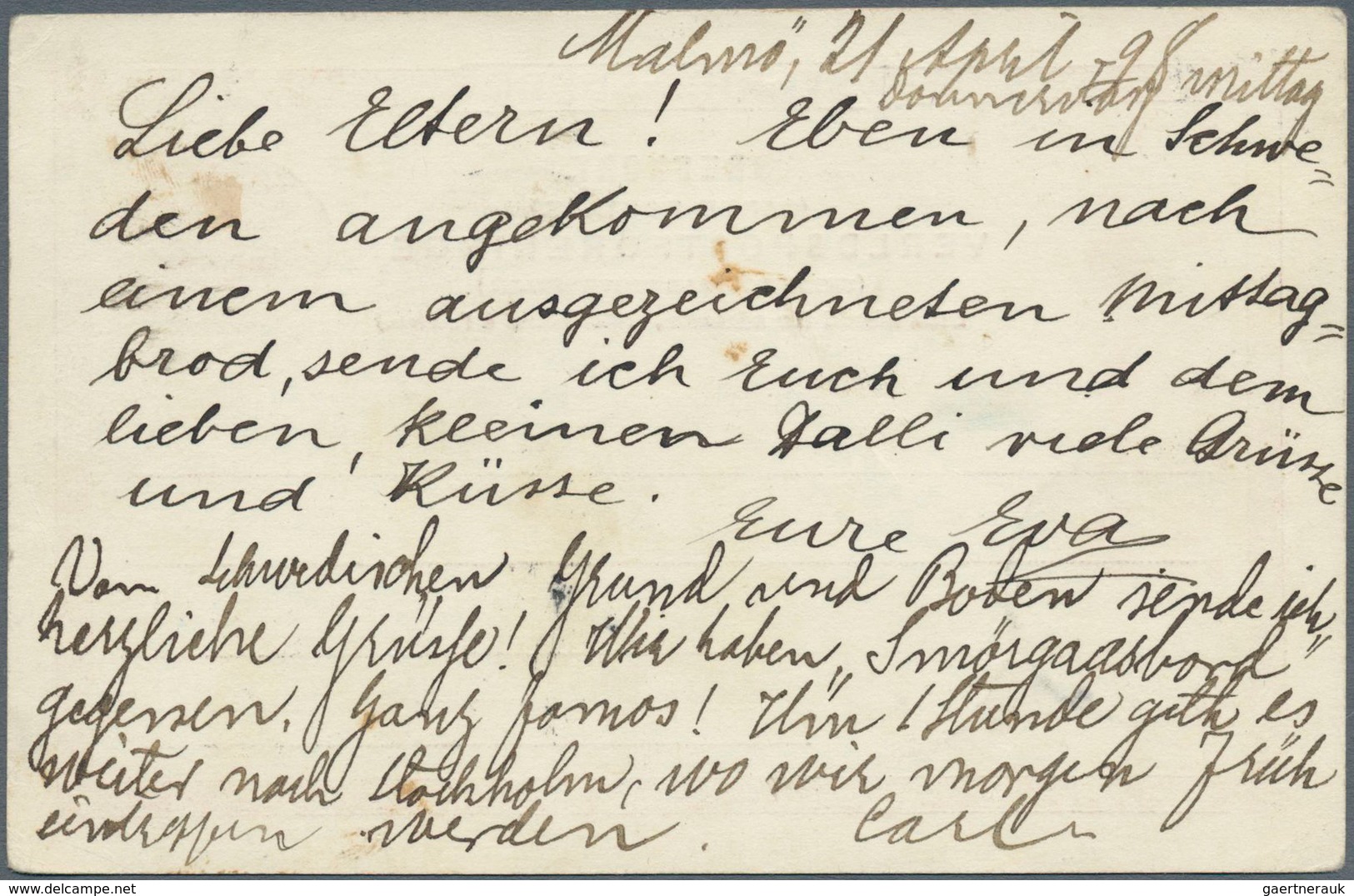Schweden - Ganzsachen: 1889, GA-Karte 10 Ö Dunkelrosa Bedarfsverwendet Von Malmö (datiert 21.4.98) M - Entiers Postaux
