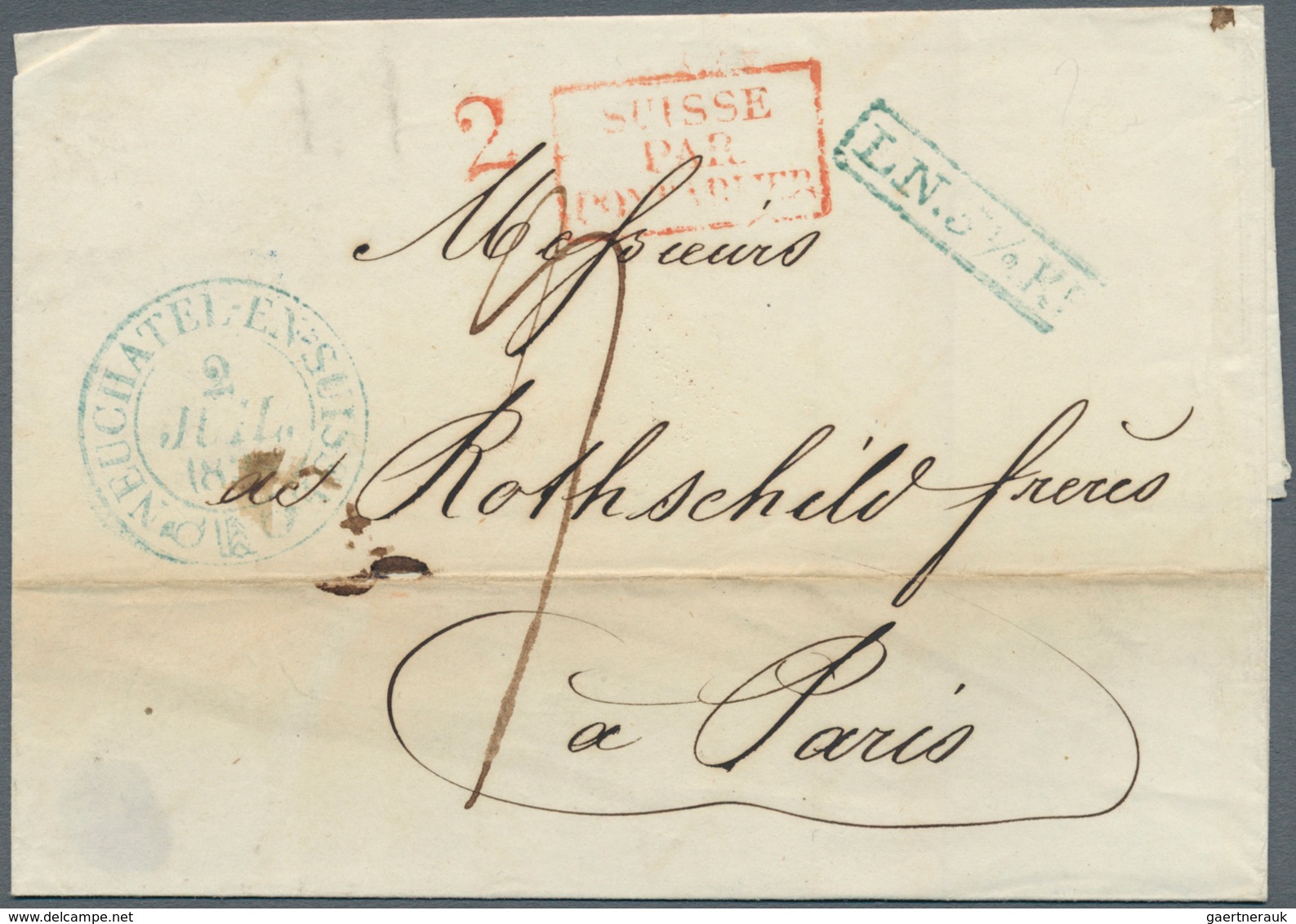 Schweiz - Vorphilatelie: 1838-39: Drei Briefe An Die Rothschilds In Paris, 1) 1838 Von Neuchatel Mit - ...-1845 Préphilatélie