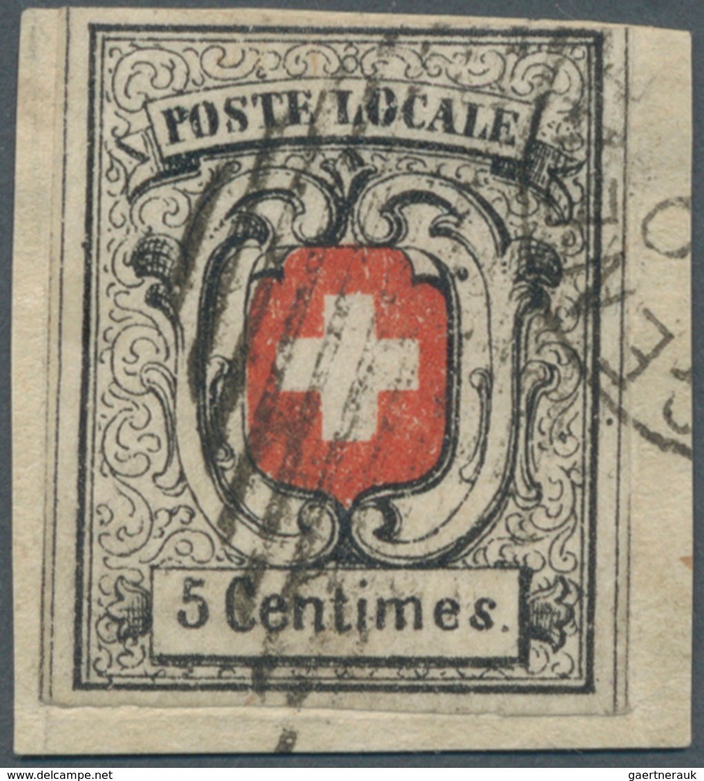 Schweiz: 1851, 5 C. "Neuenburg" (Mi.Nr. 3 II), Voll- Bis Meist Breitrandiges Kab.Stück Mit Der Abart - Ungebraucht