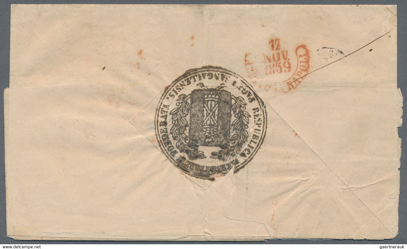 Schweiz: 1859. Frankierter Brief Aus Sankt Gallen Nach Neapel. 40 R + 15 R Pair + 5 R, Entsprechend - Neufs