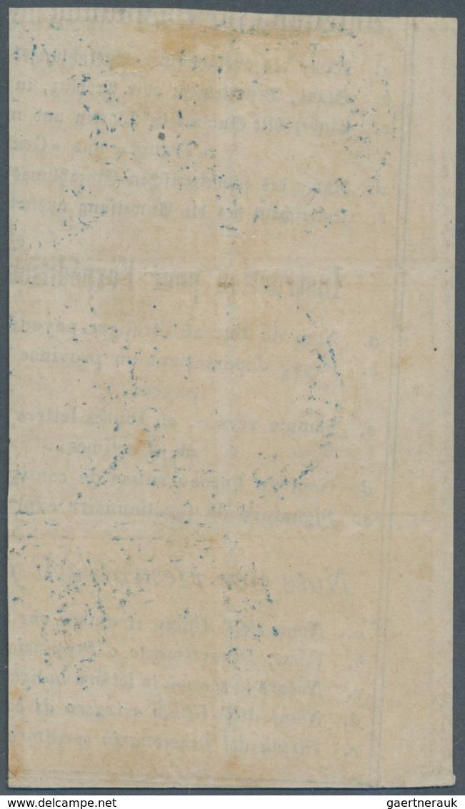 Schweiz: 1862, 1 Fr Gold Im 6er-Block Auf Briefstück, Einzeln Gestempelt Mit Blauem "OBER-POST-CONTR - Ungebraucht