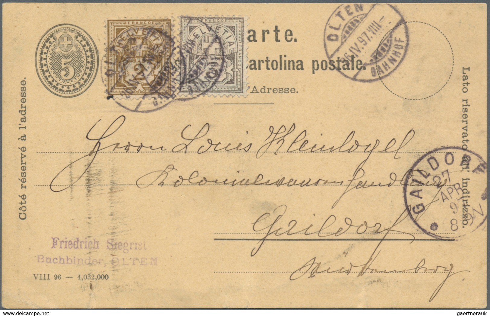 Schweiz: 1882, 3 Rp Freimarke Faserpapier In Mischfrankatur Auf Streifband Bzw. Postkarte Nach Deuts - Ungebraucht