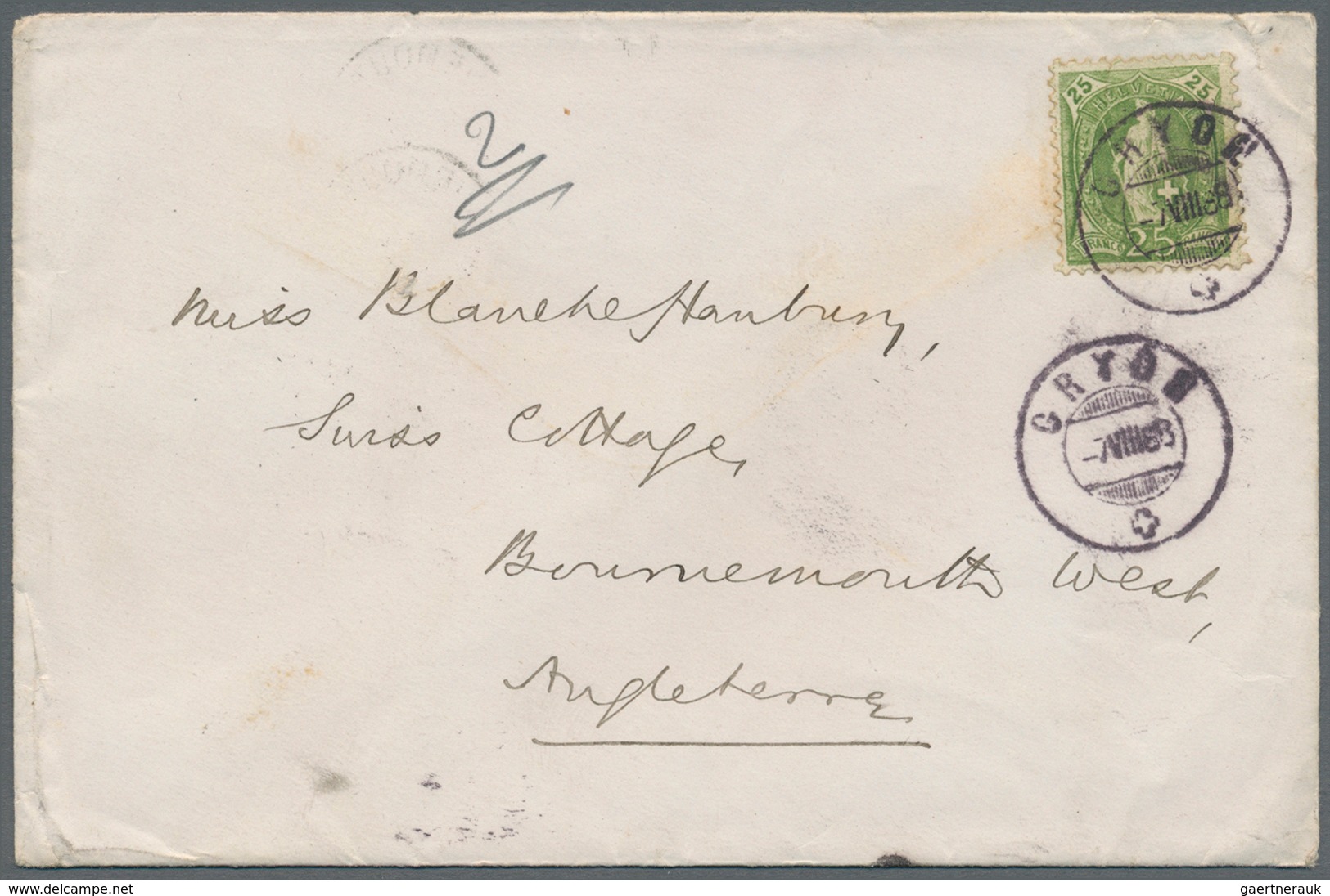 Schweiz: 1888 Stehende Helvetia 25 Rp. Olivgrün Mit Deutlicher Ovalretouche "Speer Beidseitig Durch - Neufs