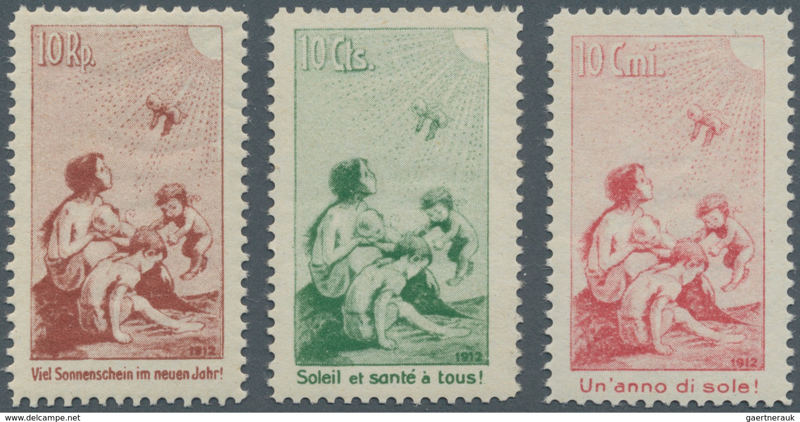 Schweiz: 1912 Pro Juventute-Vorläufer: Kompletter Satz Der Drei Marken, Tadellos Postfrisch, Attest - Neufs