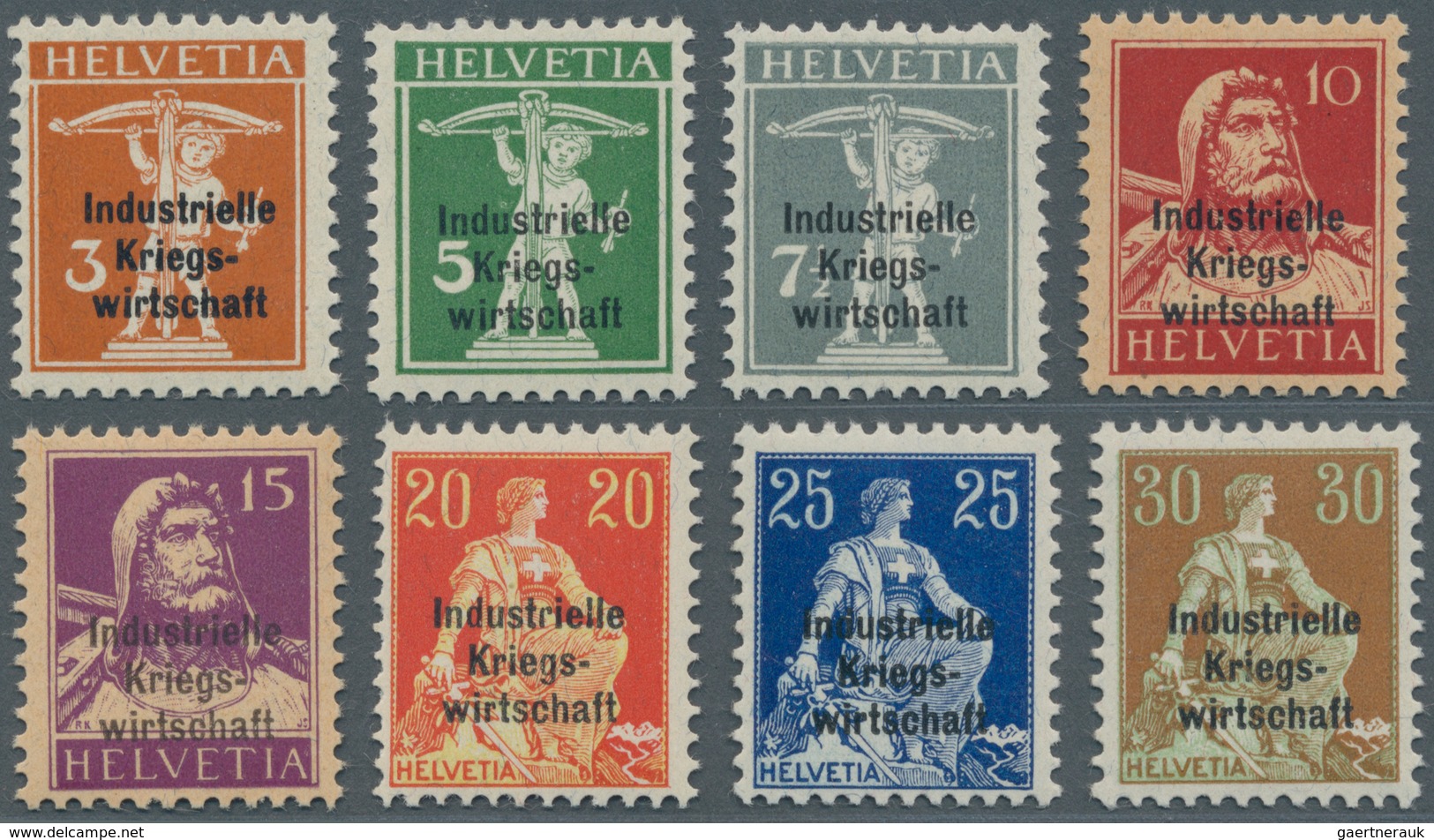 Schweiz - Dienstmarken: Industrielle Kriegswirtschaft: 1918, Dienstmarken Mit Dünnen Aufdruck "Indus - Dienstmarken