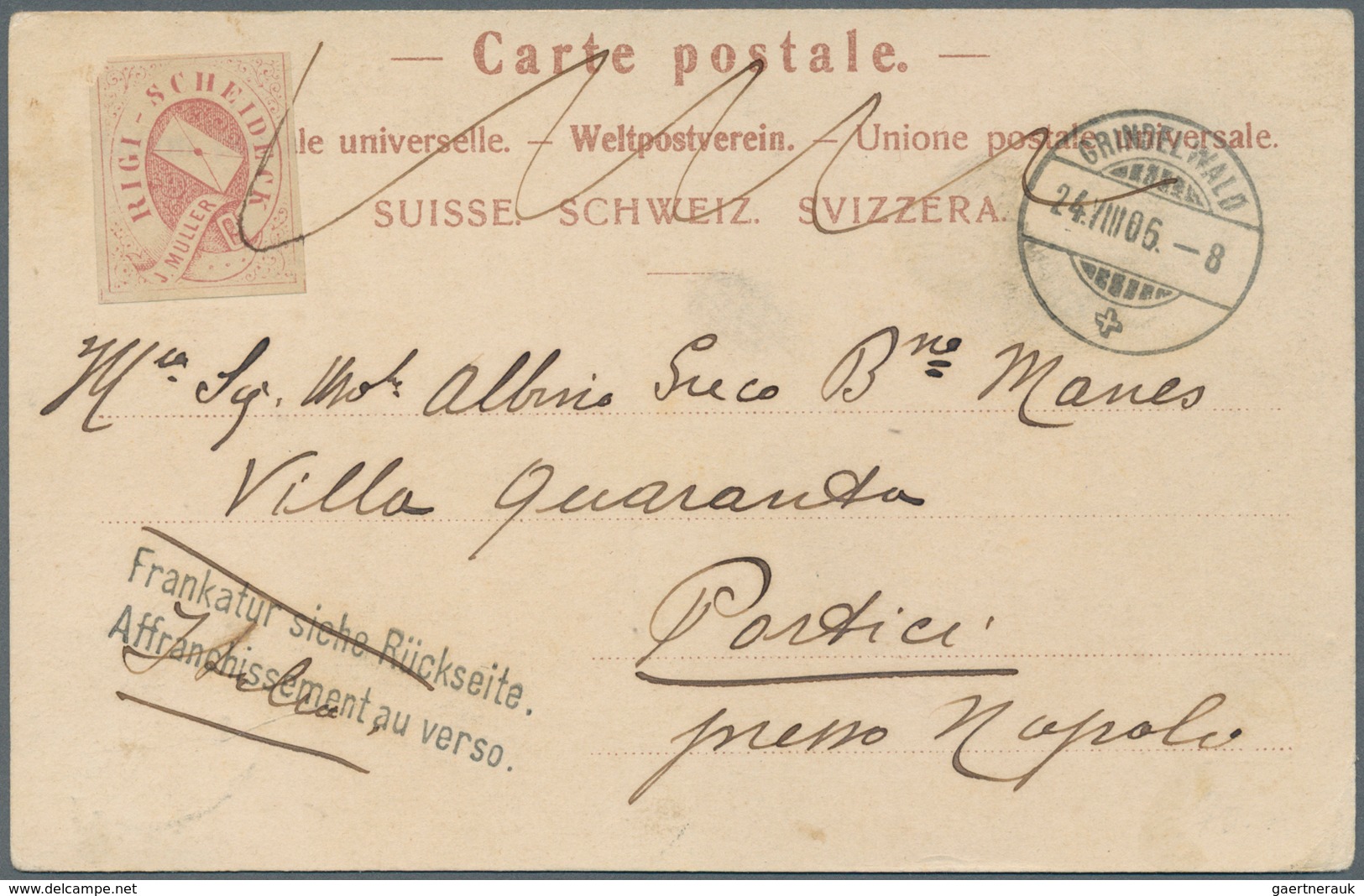 Schweiz - Hotelpost: 1868, Rigi-Hotelpostmarke "rosa" Mit Hs. Entwertung Auf AK "Station Wengernalp" - Autres & Non Classés