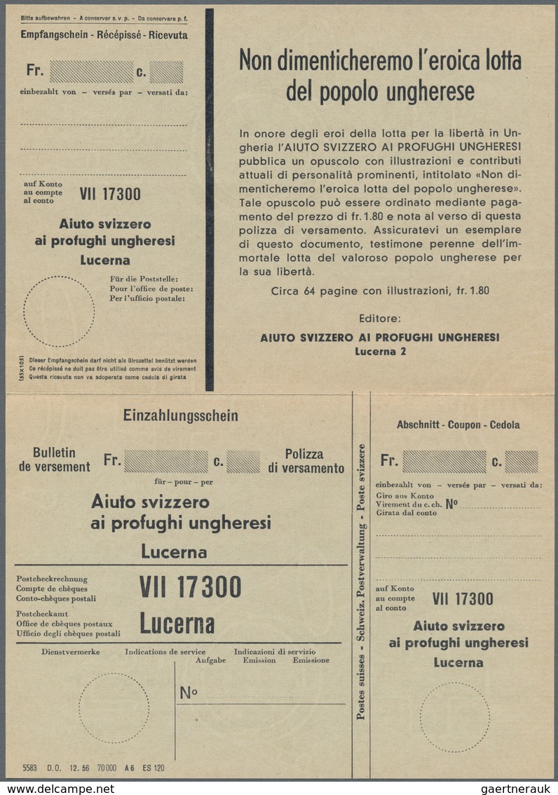 Schweiz - Besonderheiten: 1956, Vignetten "Das Schweizer Volk Hilft Den Ungarn-Flüchtlingen" Im 32-e - Autres & Non Classés