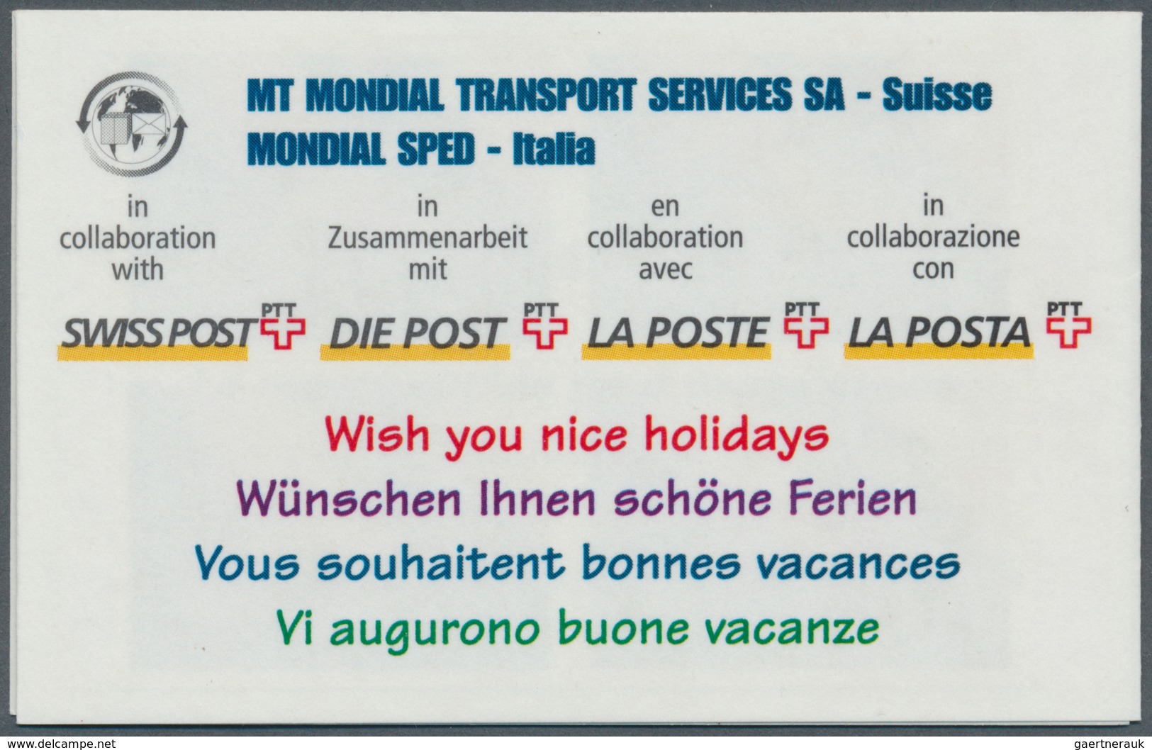 Schweiz - Besonderheiten: 1996/1998, Swiss Post International, Touristenmarken, Fünf Markenheftchen - Other & Unclassified