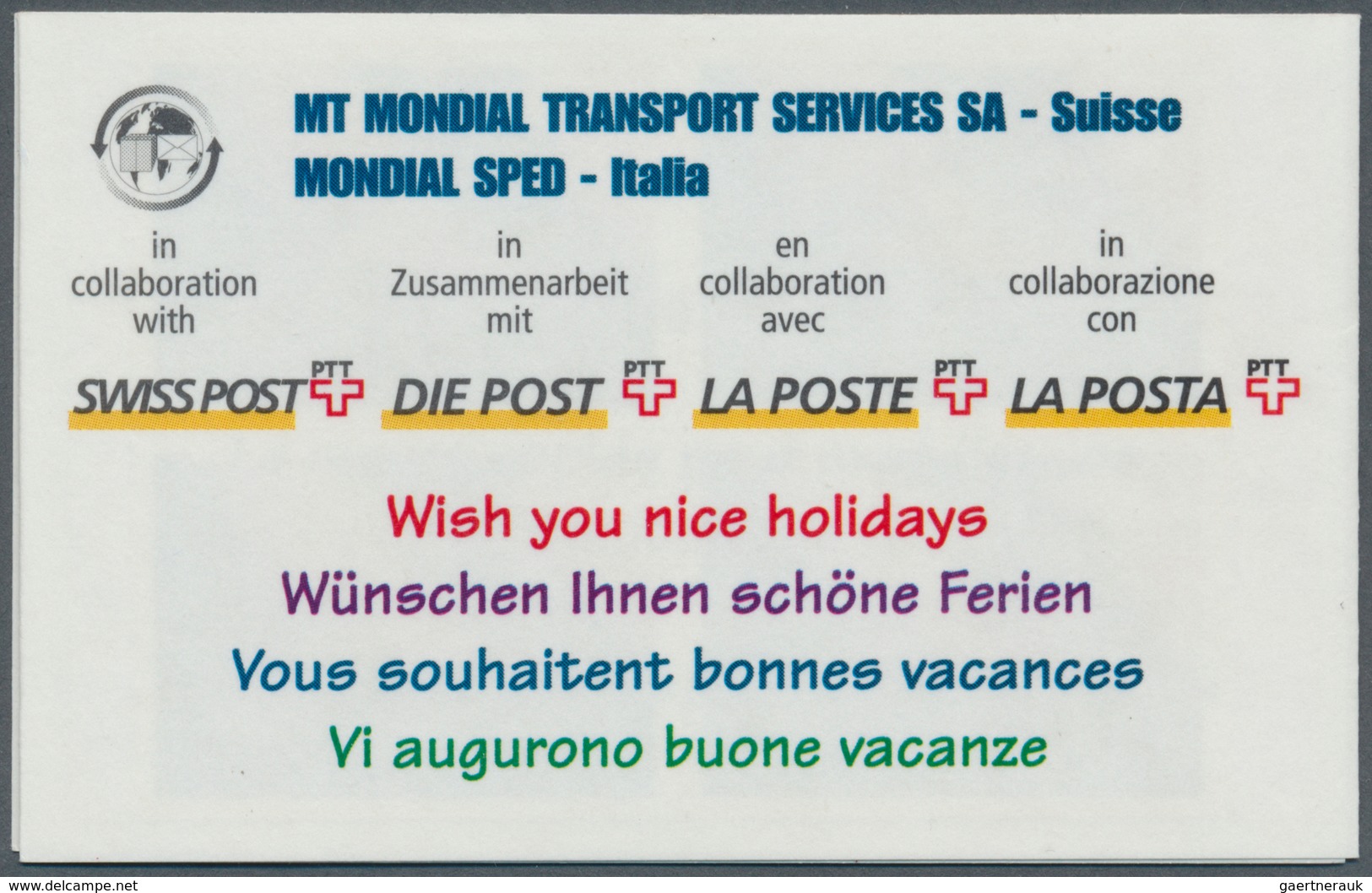 Schweiz - Besonderheiten: 1996/1998, Swiss Post International, Touristenmarken, Fünf Markenheftchen - Sonstige & Ohne Zuordnung