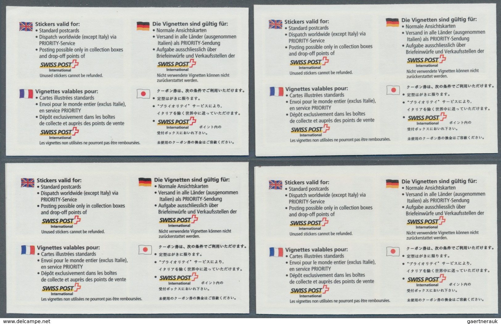 Schweiz - Besonderheiten: 1996/1998, Swiss Post International, Touristenmarken, Fünf Markenheftchen - Autres & Non Classés