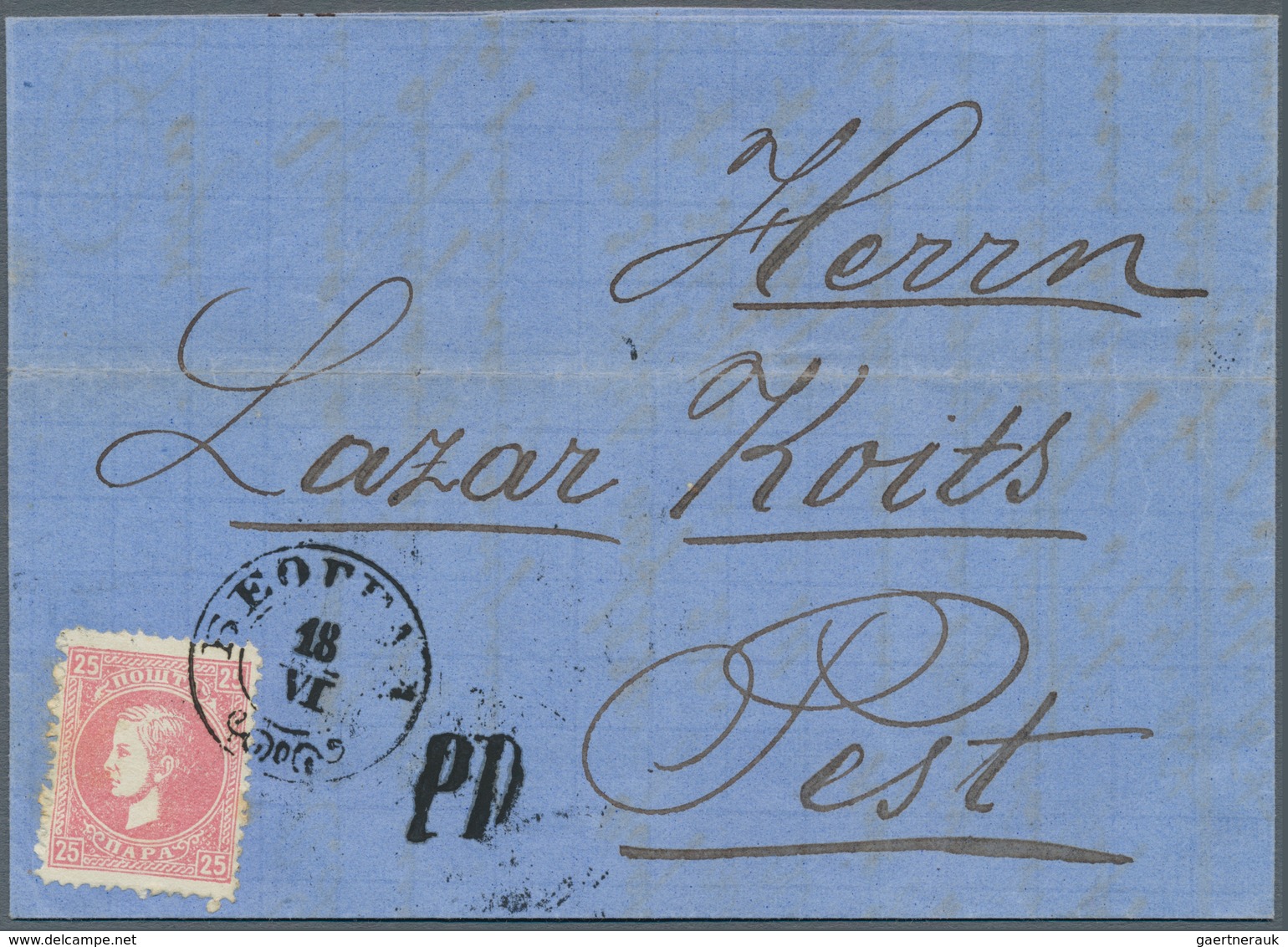 Serbien: 1874, 25pa. Rose, Single Franking On Lettersheet With Full Message From "BELGRAD 18/VI" To - Serbie