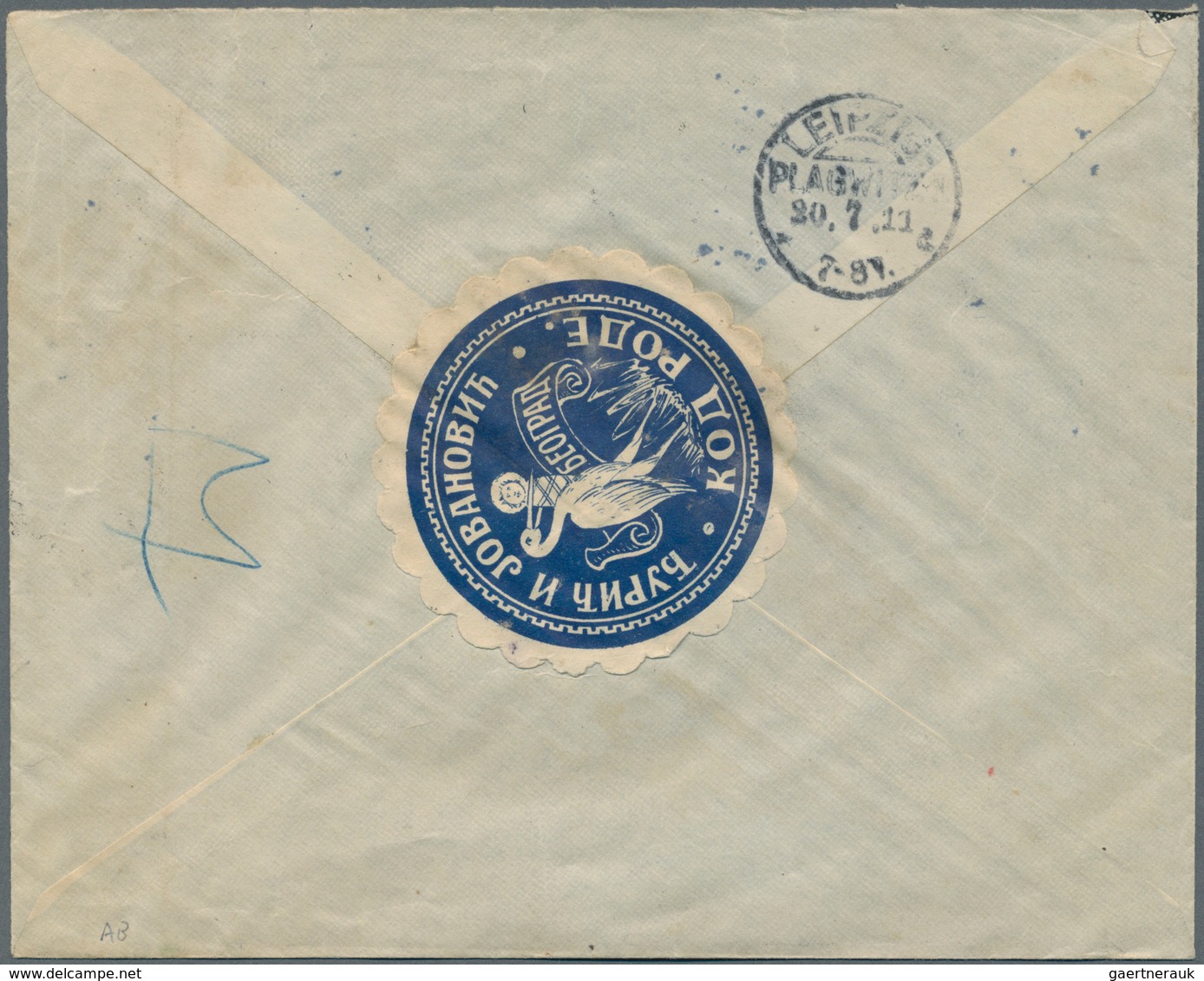 Serbien: 1911, Registered Letter With 50 Pa. King Peter I. With Sender "Zum Storch" With Nice Illust - Serbie