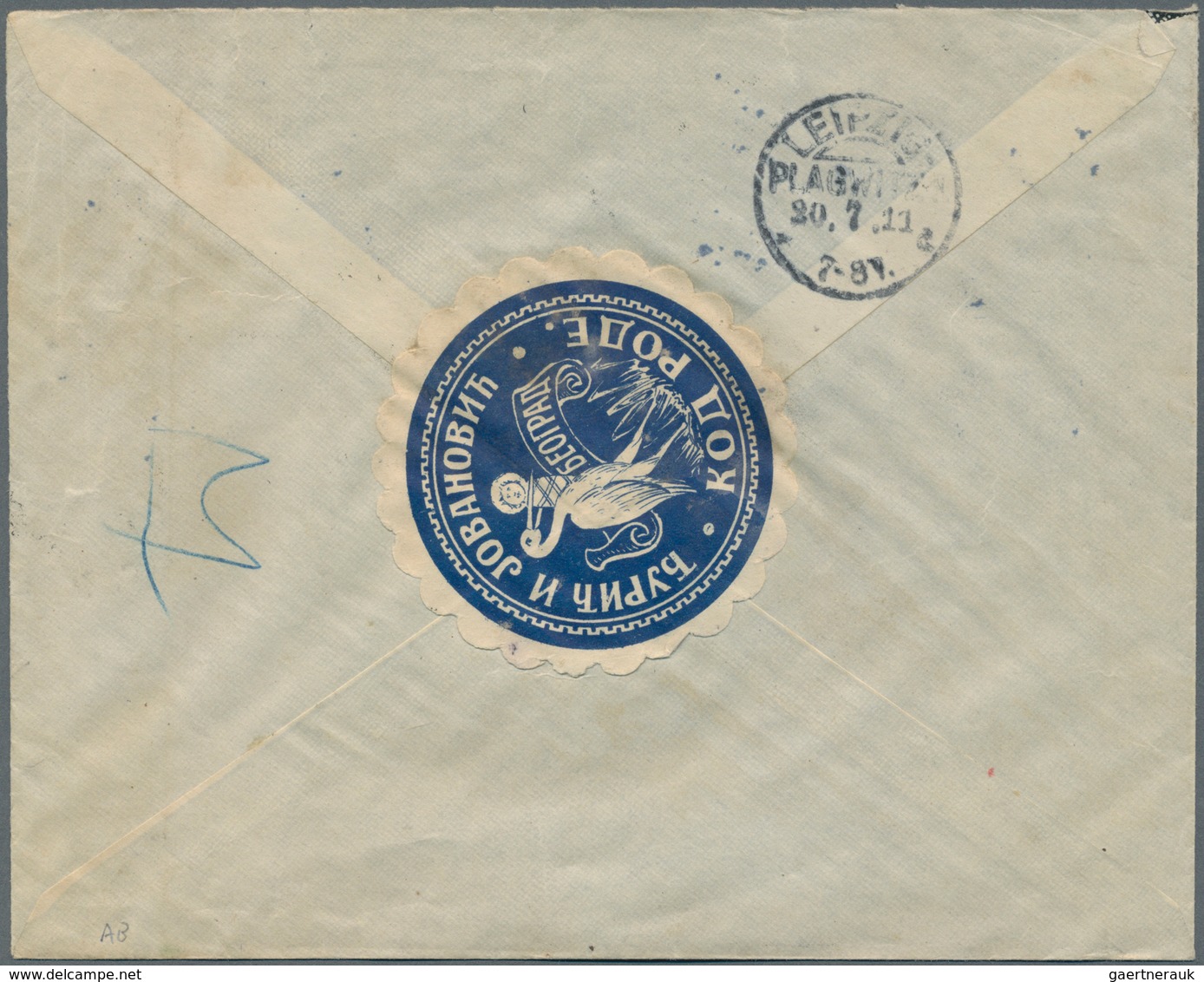 Serbien: 1911, Registered Letter With 50 Pa. King Peter I. With Sender "Zum Storch" With Nice Illust - Serbien