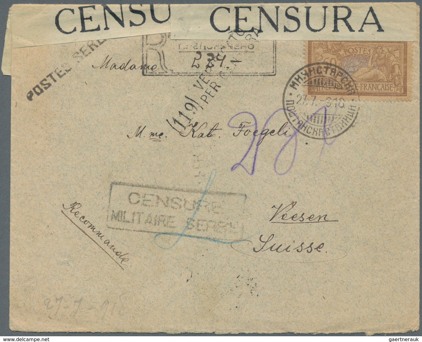 Serbien: 1918 Double-censored Letter (Serbian Military Censorship And Italian Civil Censorship) With - Serbia